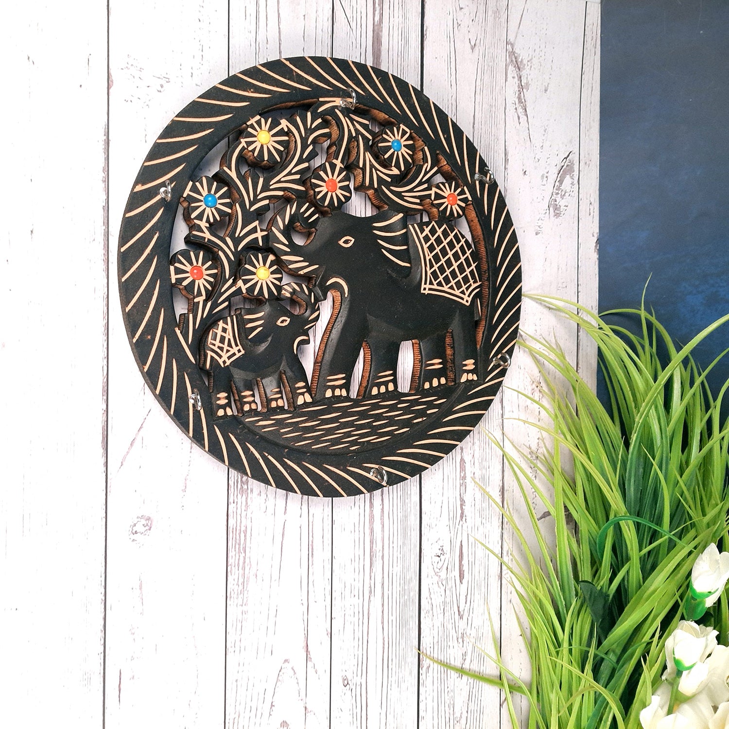 Key Holder Stands | Decorative Keys Hook Wall Hangers - Elephant Design | Keys Organizer - For Home, Entrance, Office Decor & Gifts - 11 Inch (6 Hooks)