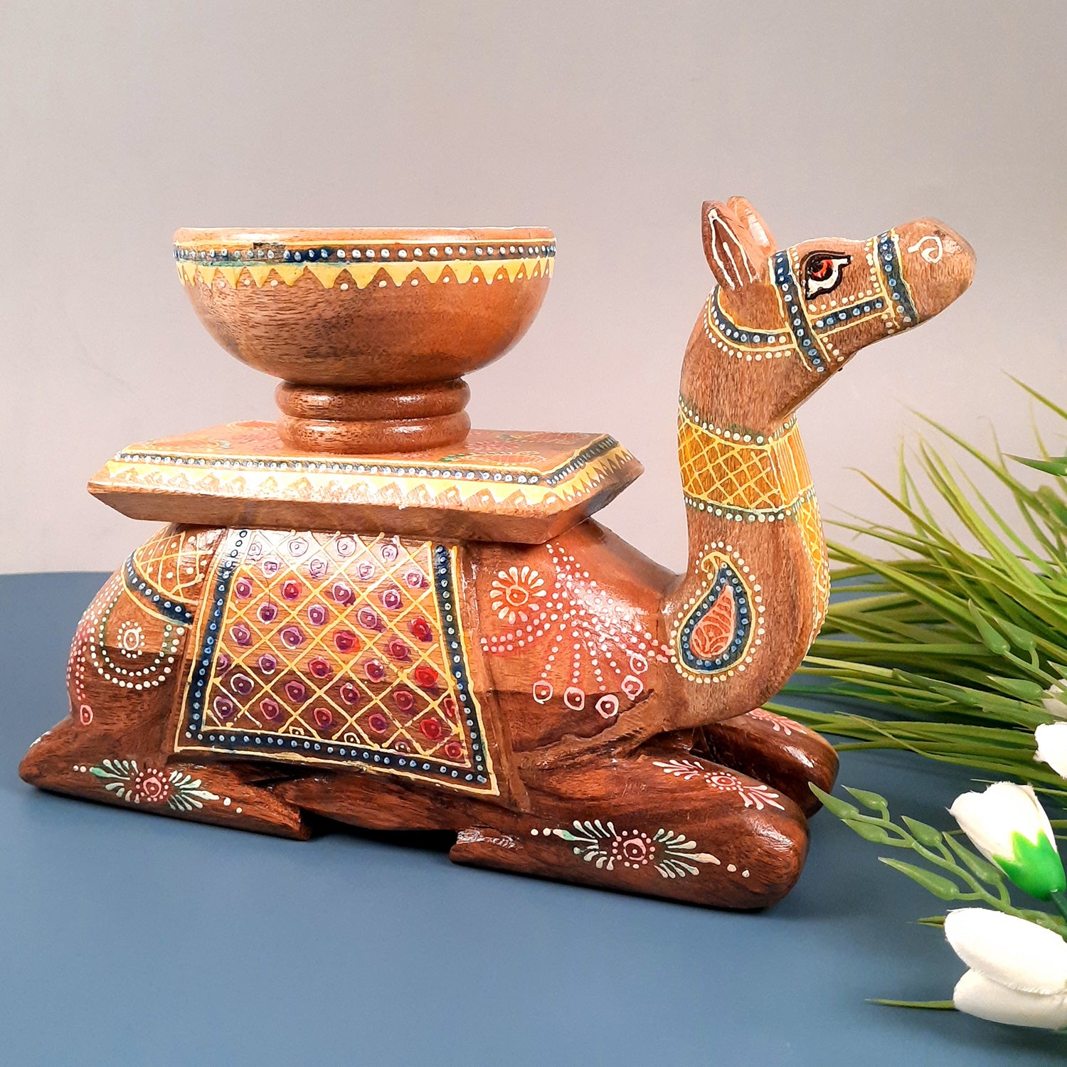 Elephant & Camel Showpiece With Bowl | Animal Figurines - for Vastu, Showpieces for Home Table, Living Room Decor & Gifts -apkamart #Style_Camel