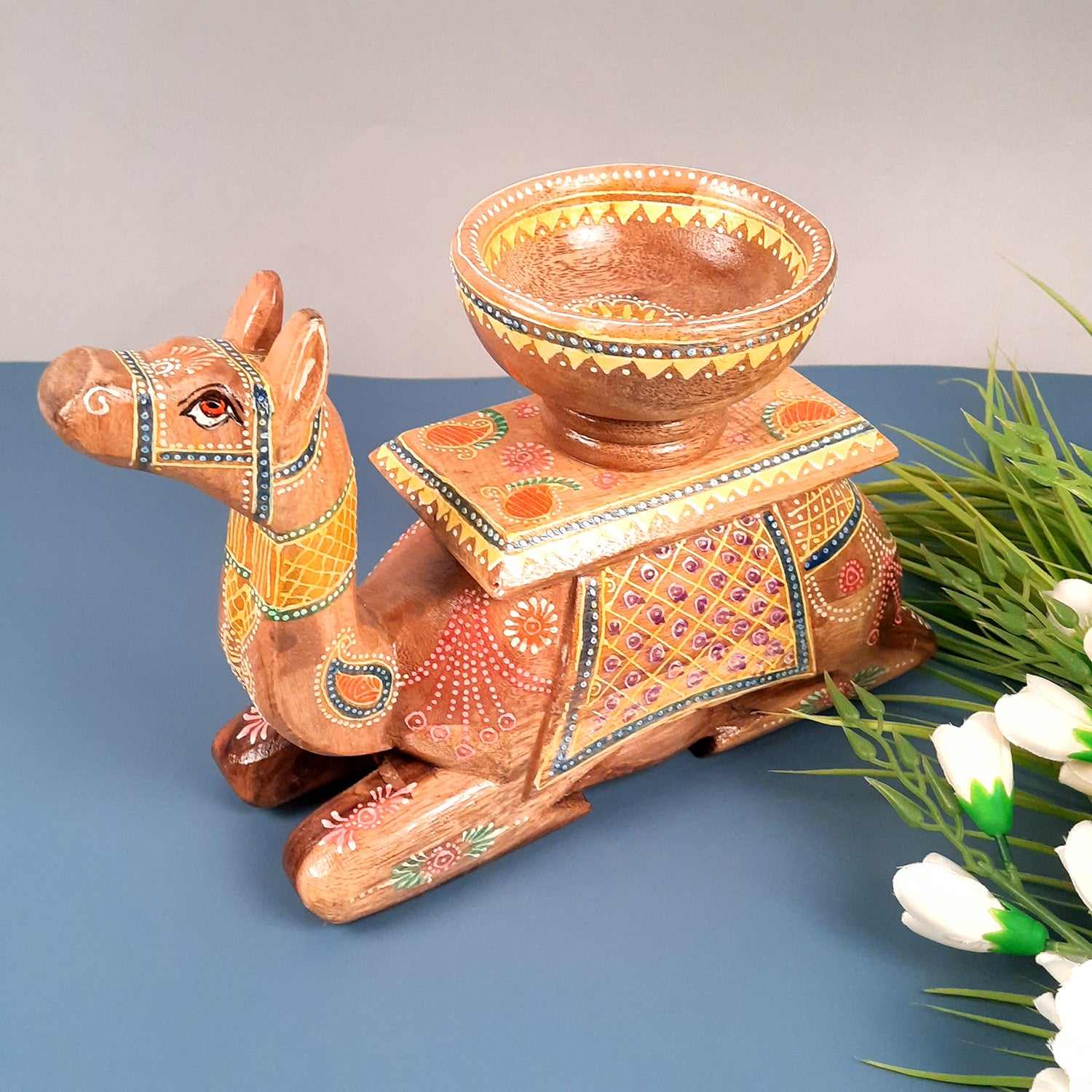 Elephant & Camel Showpiece With Bowl | Animal Figurines - for Vastu, Showpieces for Home Table, Living Room Decor & Gifts -apkamart #Style_Camel