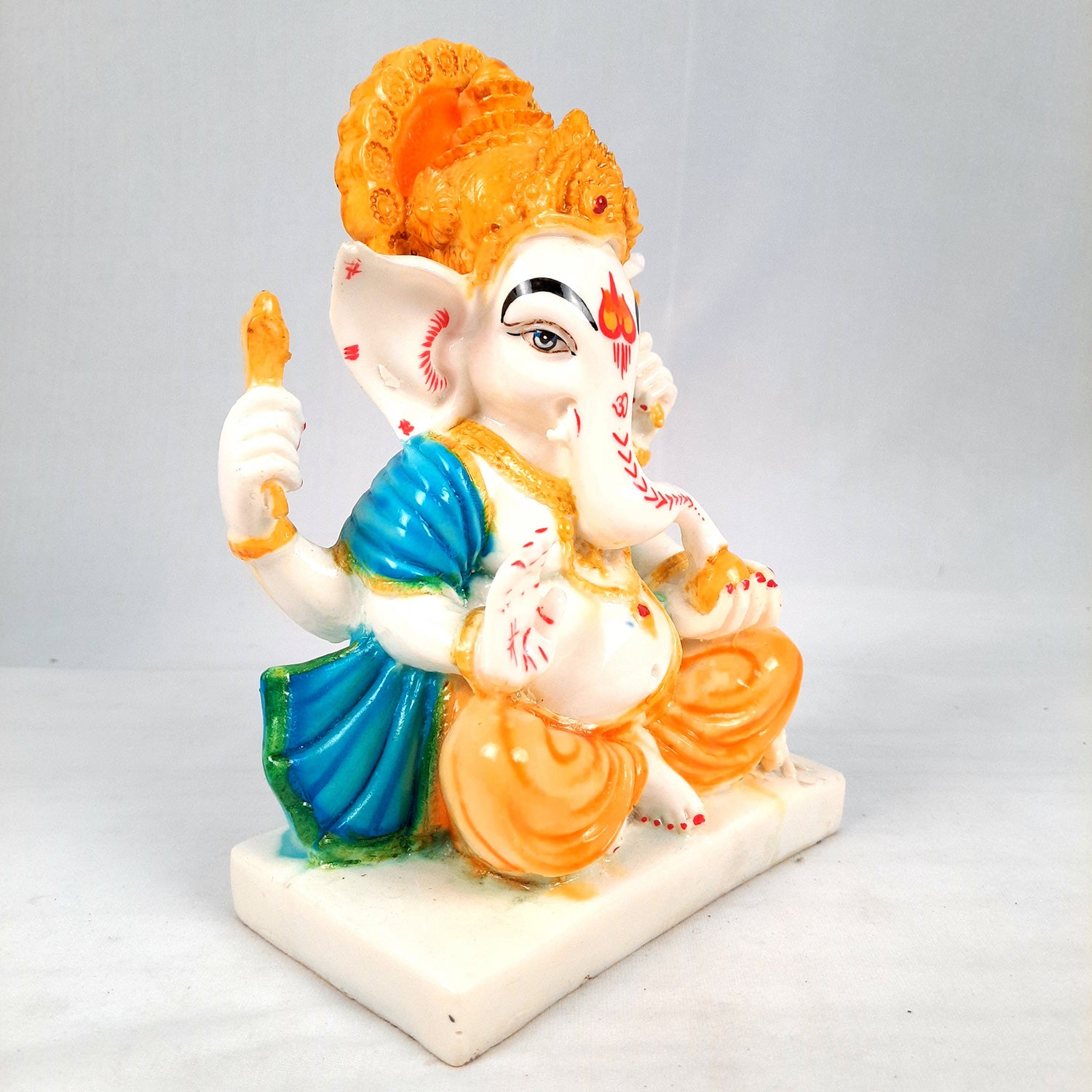 Ganesh Statue | Shri Ganesha Sitting On Chowki Idol - for Home, Living Room, Office, Puja, Entrance Decoration & Gifts - 9 Inch - apkamart
