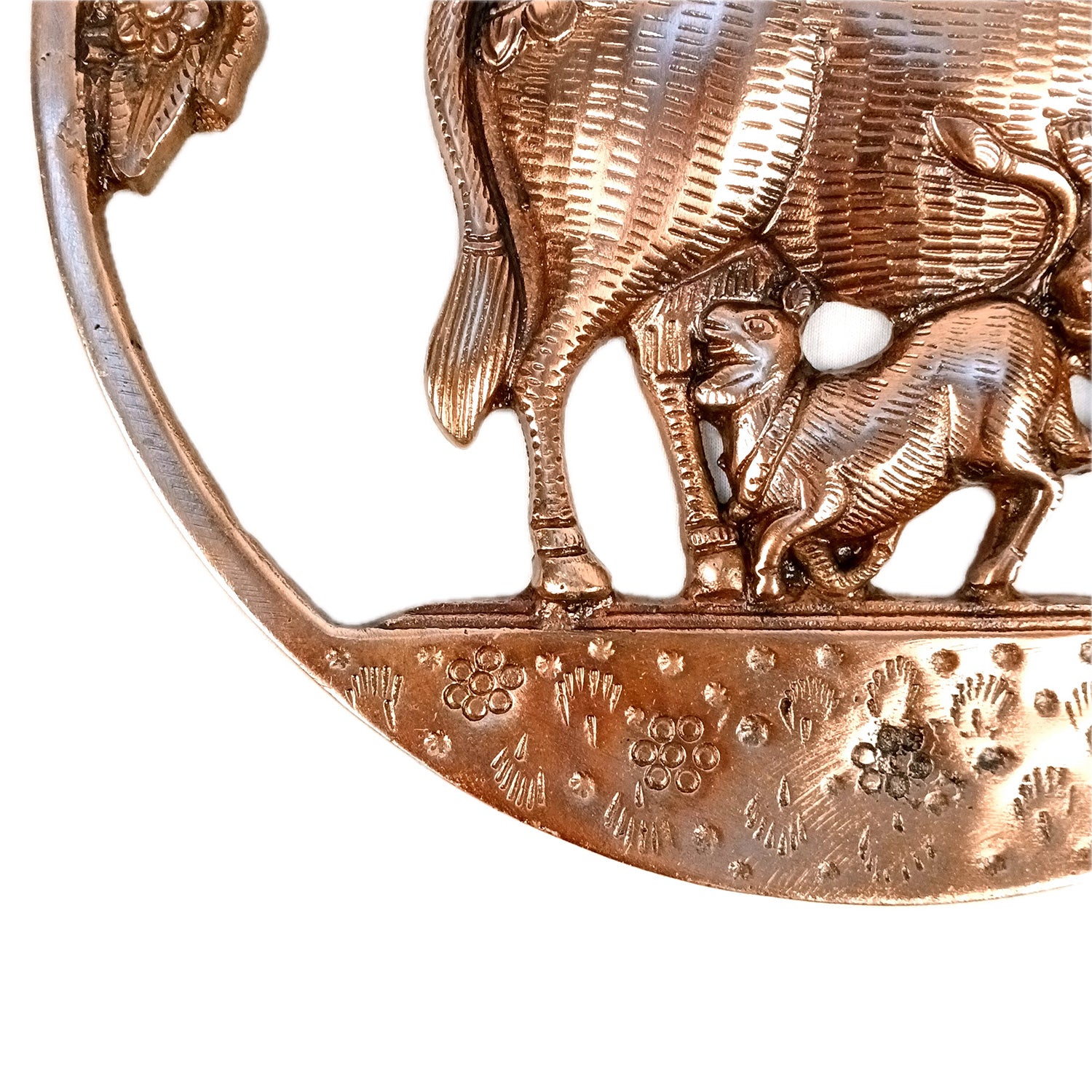 Kamdhenu Cow with Calf Wall Hanging | Mother Cow Feeding Calf - for Home, Living Room, Office, Puja Decor | Gift For Expecting Mothers - 13 Inch - Apkamart