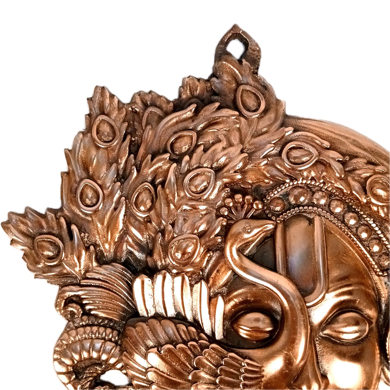 Krishna Wall Hanging Idol | Krishna With Peacock & Flute / Bansuri Wall Decor - for Home, Living Room, Office, Puja, Entrance Decoration & Gift - 20 Inch - Apkamart