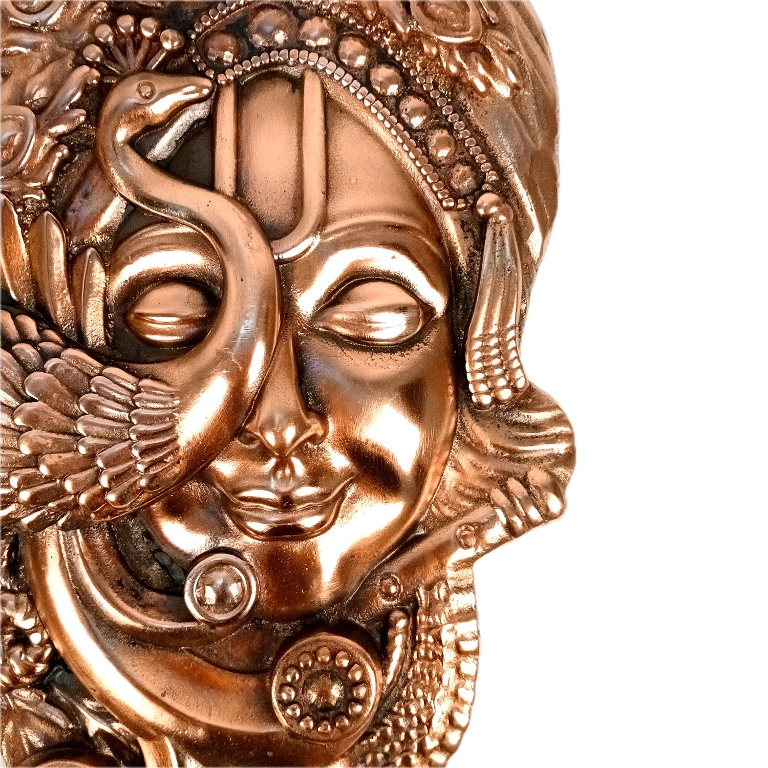 Krishna Wall Hanging Idol | Krishna With Peacock & Flute / Bansuri Wall Decor - for Home, Living Room, Office, Puja, Entrance Decoration & Gift - 20 Inch - Apkamart