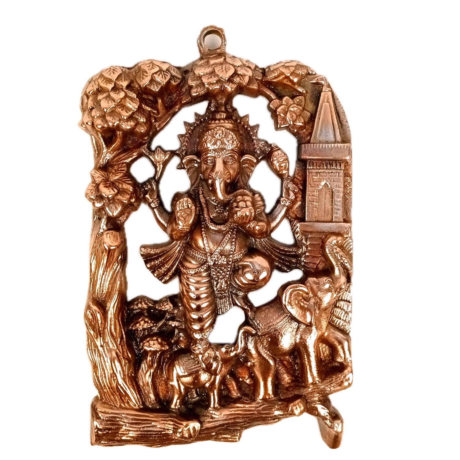 Ganesha Wall Hanging Idol | Lord Ganesh Standing on Elephants / Khade Ganesh Ji Wall Statue Decor - For Puja, Home & Entrance Living Room & Gift - 13 Inch - Apkamart