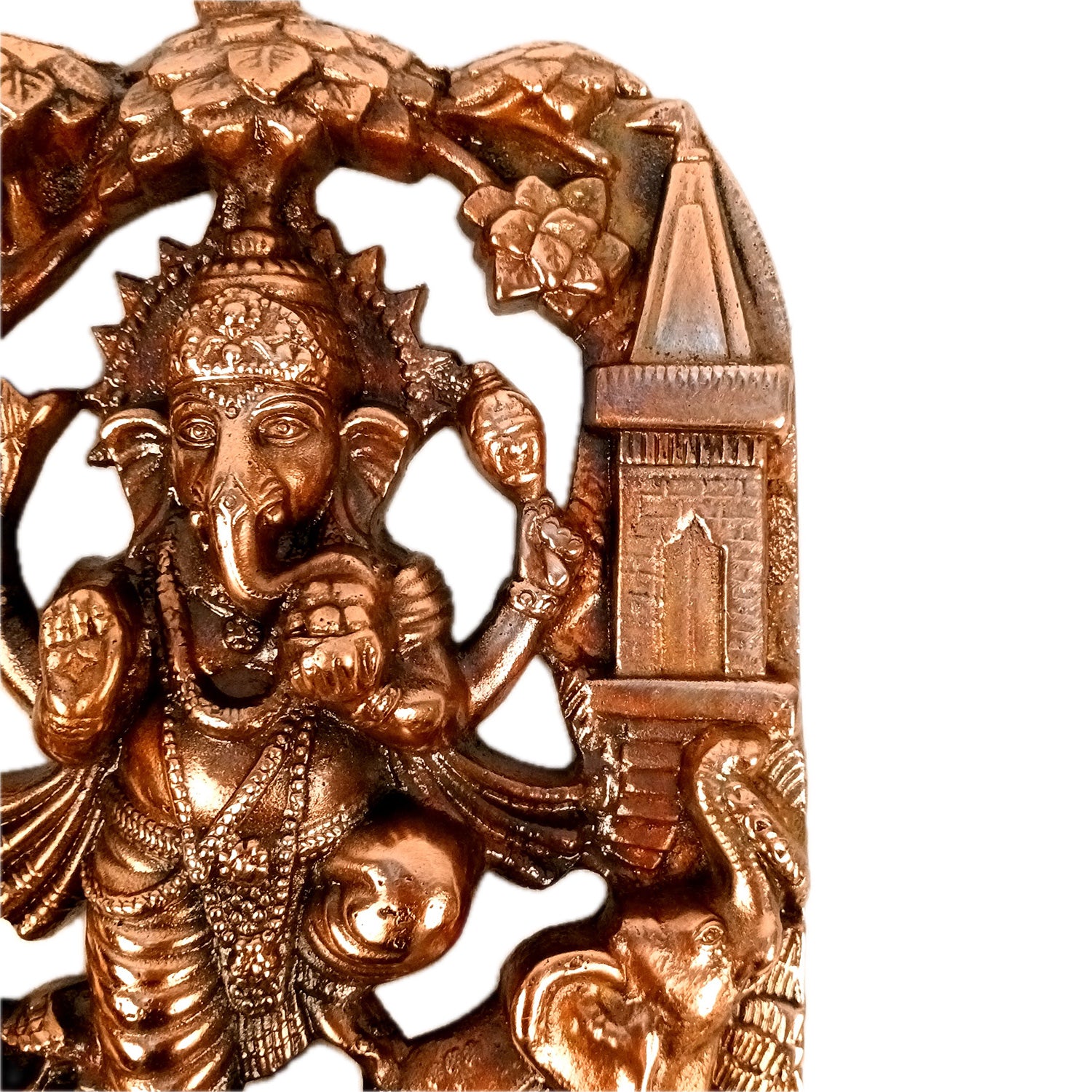Ganesha Wall Hanging Idol | Lord Ganesh Standing on Elephants / Khade Ganesh Ji Wall Statue Decor - For Puja, Home & Entrance Living Room & Gift - 13 Inch - Apkamart