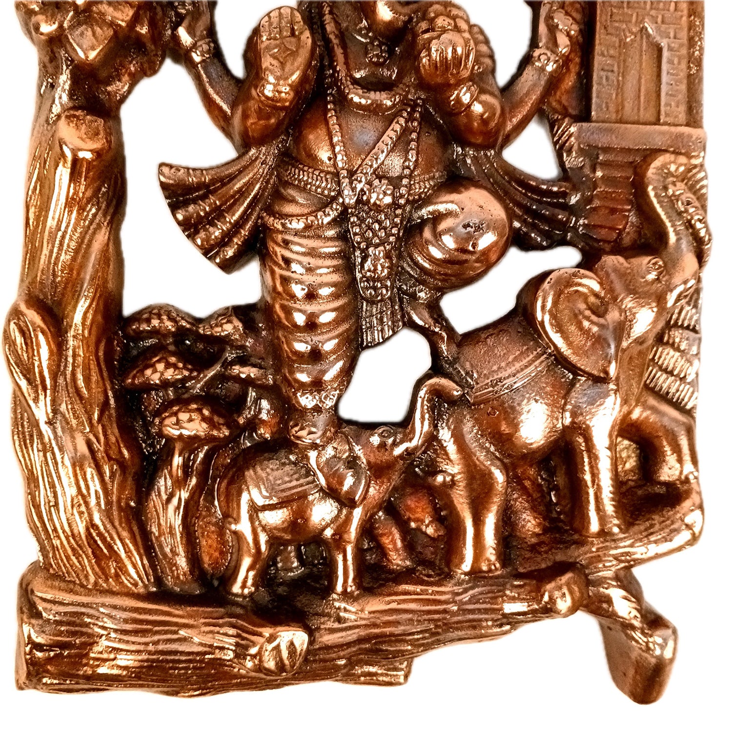 Ganesha Wall Hanging Idol | Lord Ganesh Standing on Elephants / Khade Ganesh Ji Wall Statue Decor - For Puja, Home & Entrance Living Room & Gift - 13 Inch - Apkamart