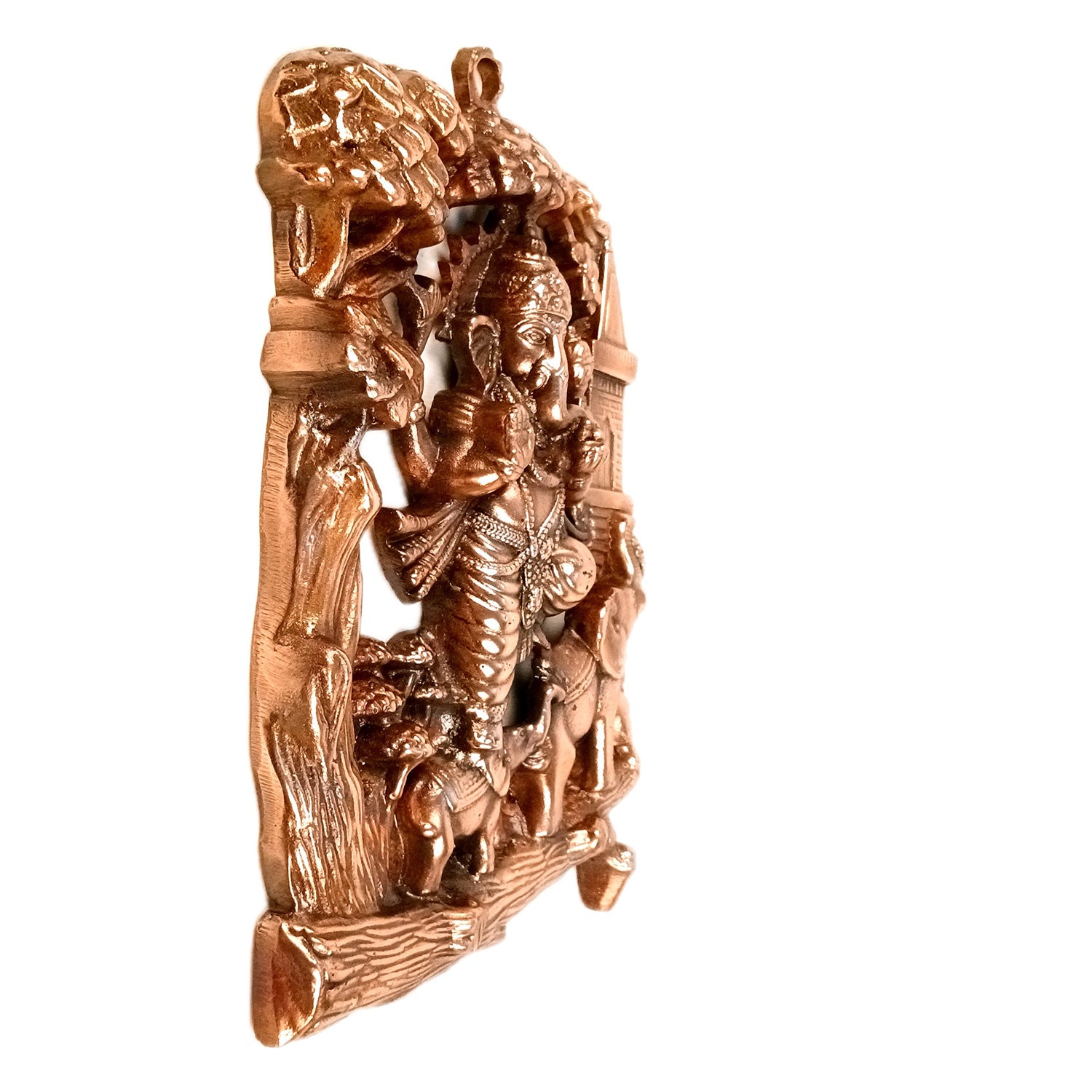 Ganesha Wall Hanging Idol | Lord Ganesh Standing on Elephants / Khade Ganesh Ji Wall Statue Decor - For Puja, Home & Entrance Living Room & Gift - 13 Inch - Apkamart