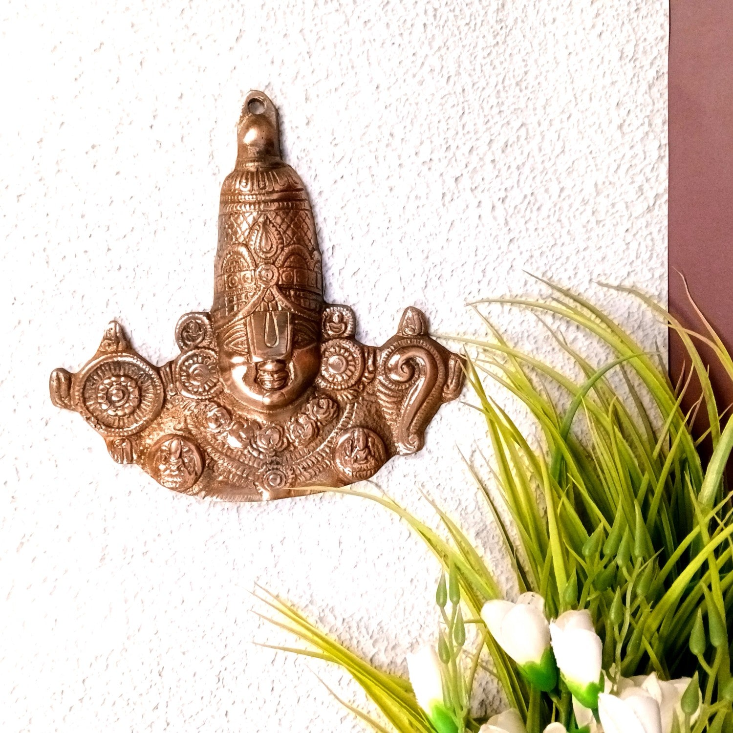 Lord Balaji Statue Wall Decor | Shri Venkateswara Swami Idol for Wall | Tirupati Balaji Wall Hanging Murti - for Home, Living Room, Office, Puja & Gift - 9 Inch