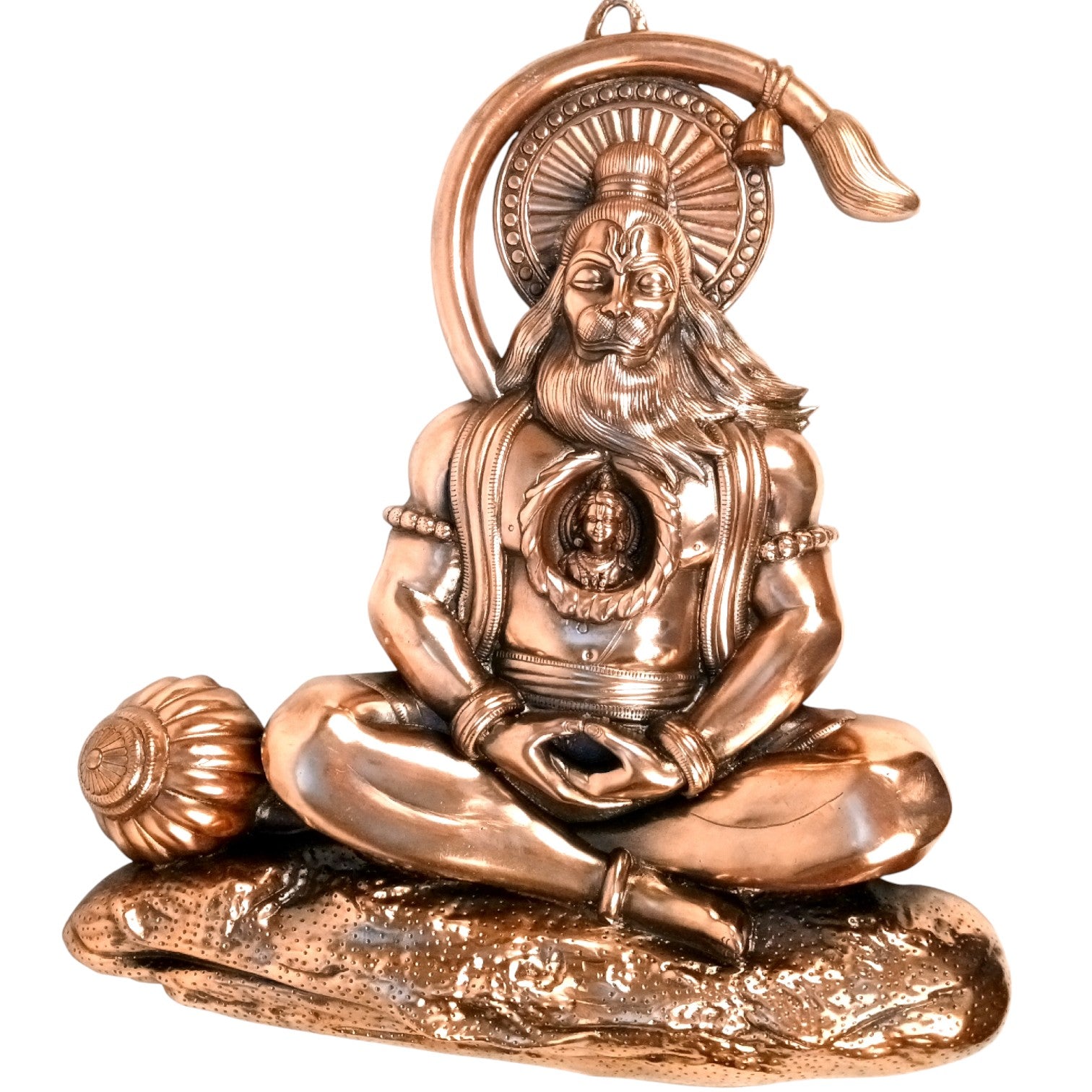 Hanuman Ji Wall Hanging | Big Religious Wall Art for Home, Temple & Living Room Decor | Handcrafted Antique Finish Metal Wall Hanging for Positivity & Strength - 31 Inch - Apkamart