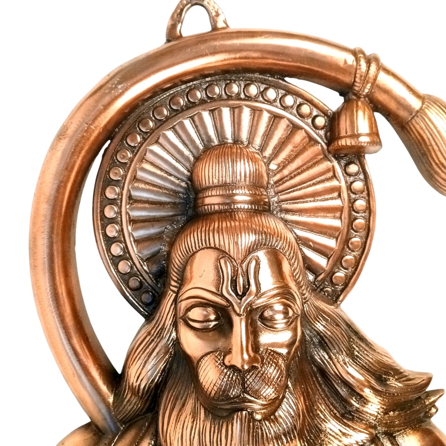 Hanuman Ji Wall Hanging | Big Religious Wall Art for Home, Temple & Living Room Decor | Handcrafted Antique Finish Metal Wall Hanging for Positivity & Strength - 31 Inch - Apkamart