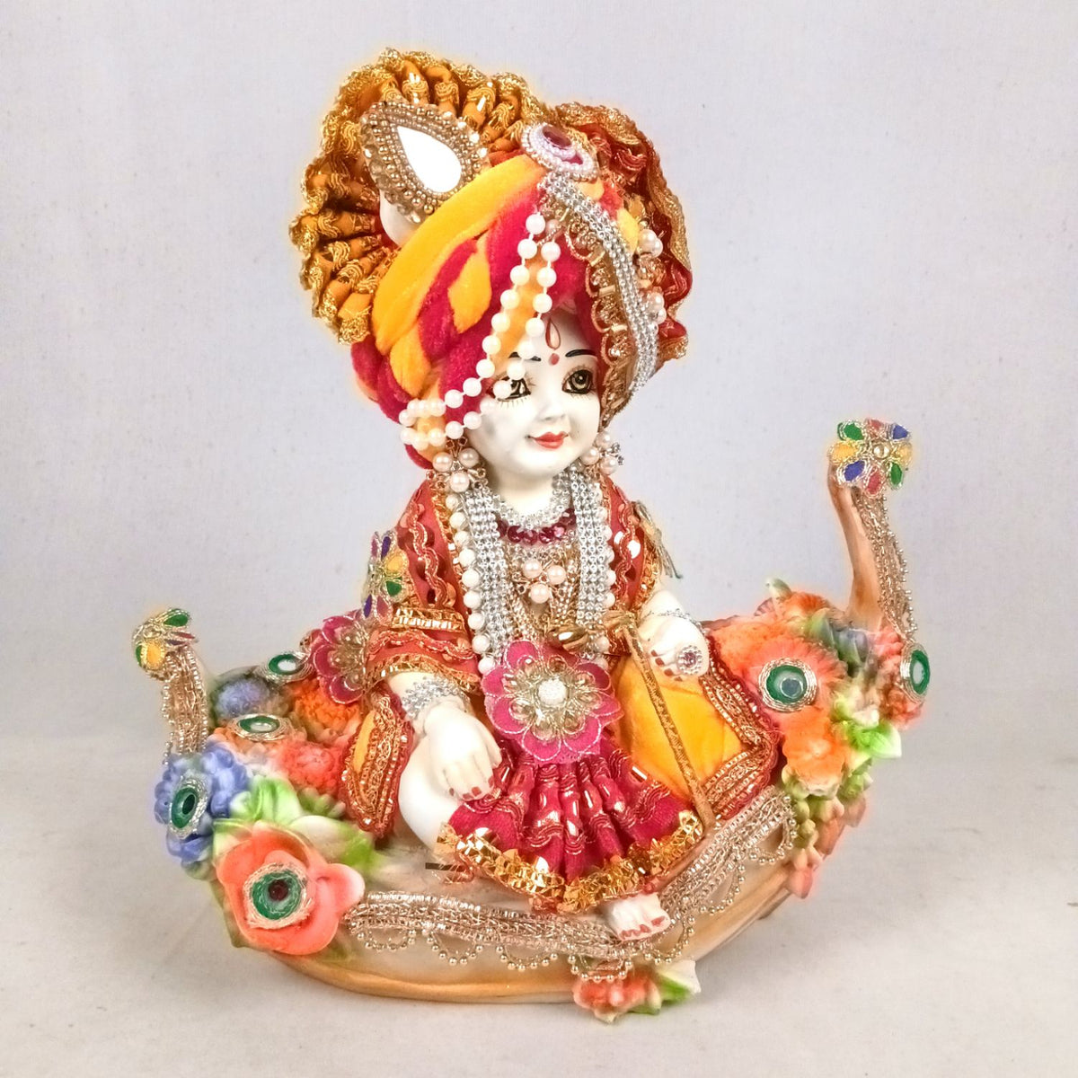 Laddu Gopal Baby Krishna in Boat Statue – 8 Inch