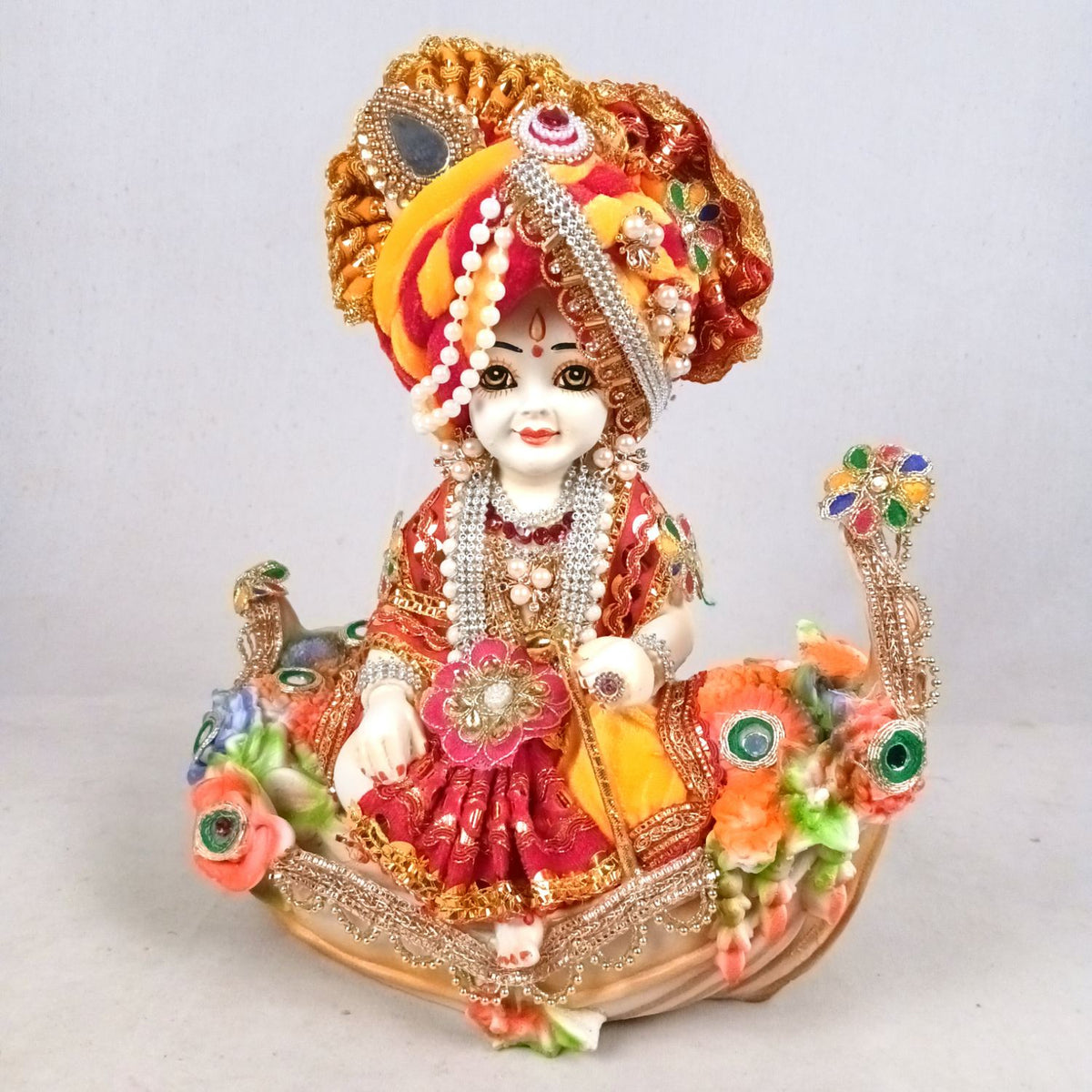 Laddu Gopal Baby Krishna in Boat Statue – 8 Inch
