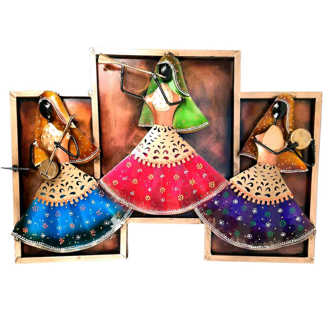 Musicians Wall hanging - Women Playing Musical Instruments Design | Metal Wall Decor - For Living Room, Wall & Home Decor & Gifts - 25 Inches - Apkamart