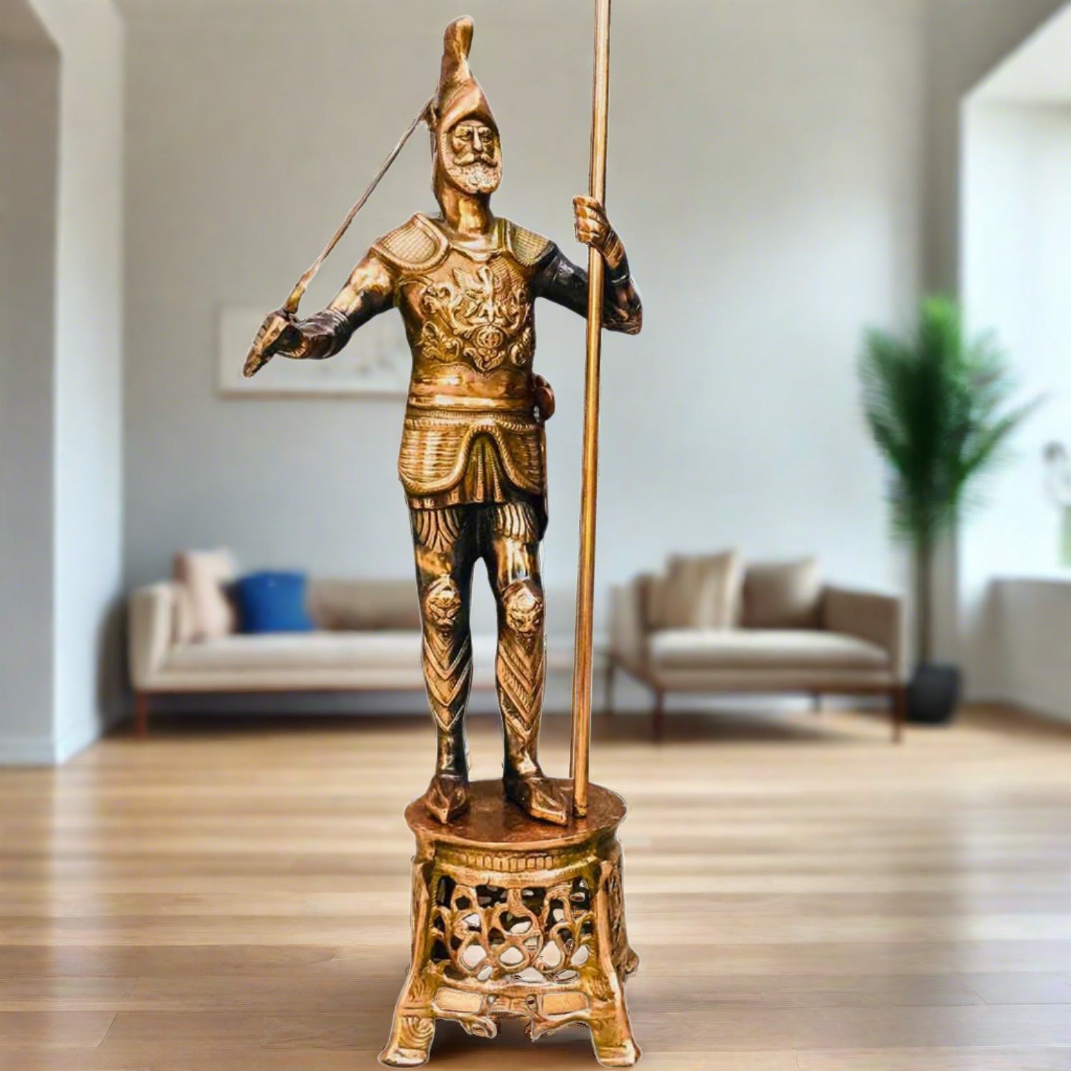 Soldier Figurine | Warrior Statue | Antique Showpieces - For Home, Corner, Living Room, Office, Restaurants Decor - 35 Inch Media 2 of 15