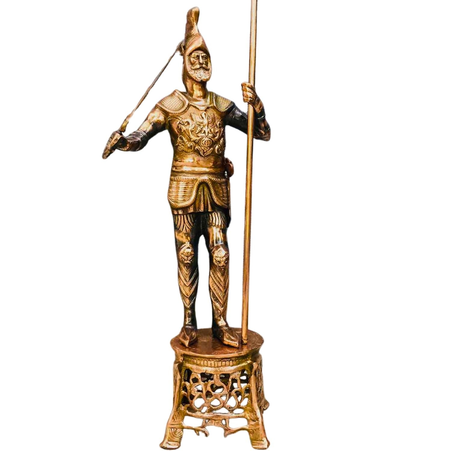 Soldier Figurine | Warrior Statue | Antique Showpieces - For Home, Corner, Living Room, Office, Restaurants Decor - 35 Inch Media 2 of 15