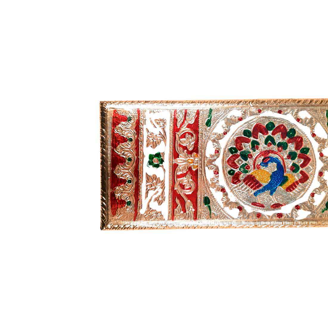 Pooja Chowki Bajot | Peacock Design Minakari Patla Set - Apkamart #Style_pack of 1