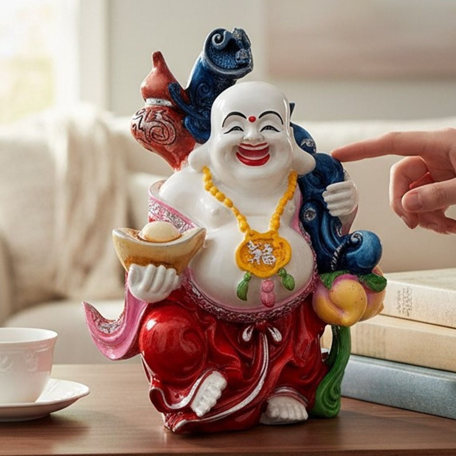 Laughing Buddha Showpiece with Rustic Look | Baby Monk Showpiece - For Home, Table & Office Decor & Gift | Feng Shui Decor - 8 Inch - Apkamart