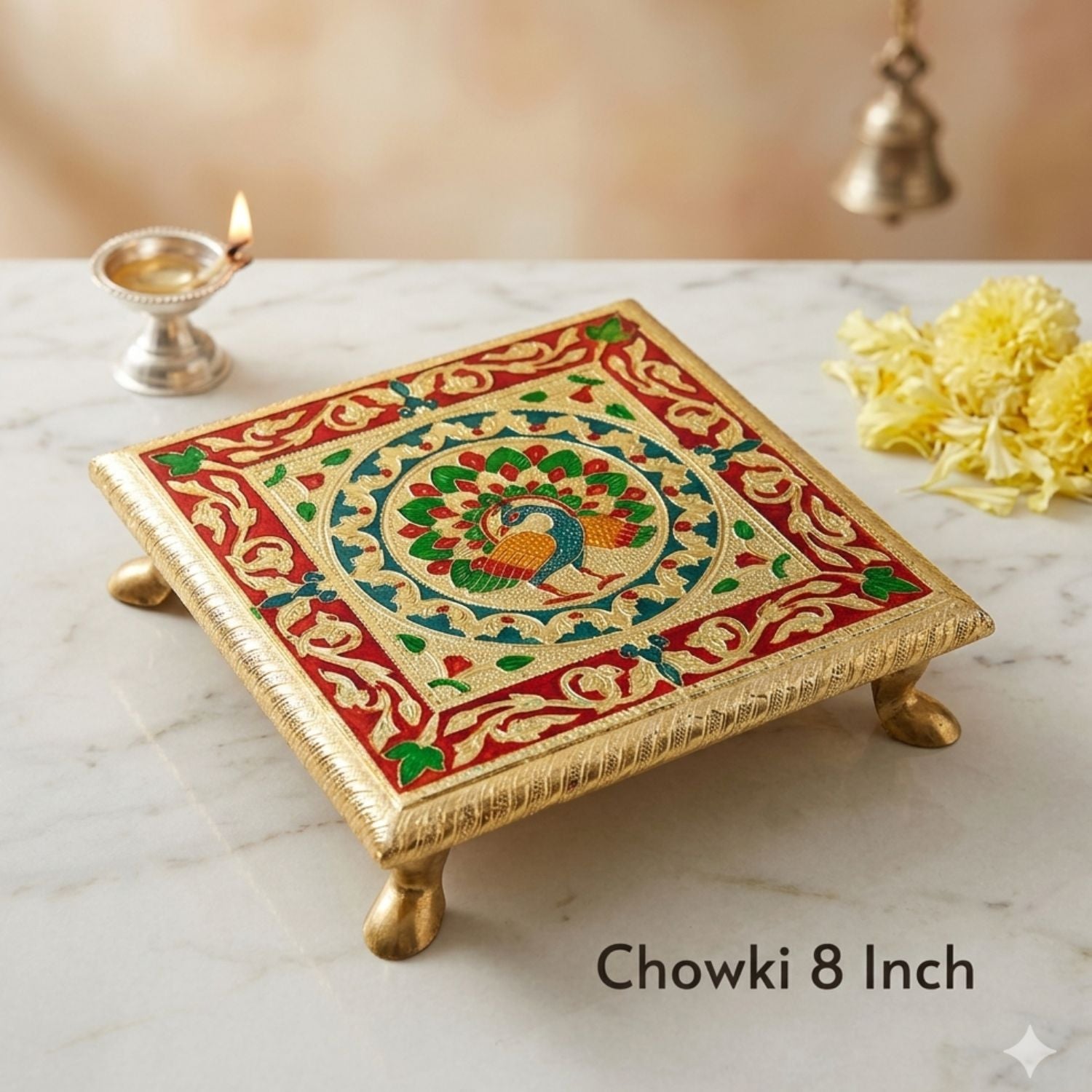 Minakari Puja Chowki Set 6,8,10,12 Inch | Pack of 4