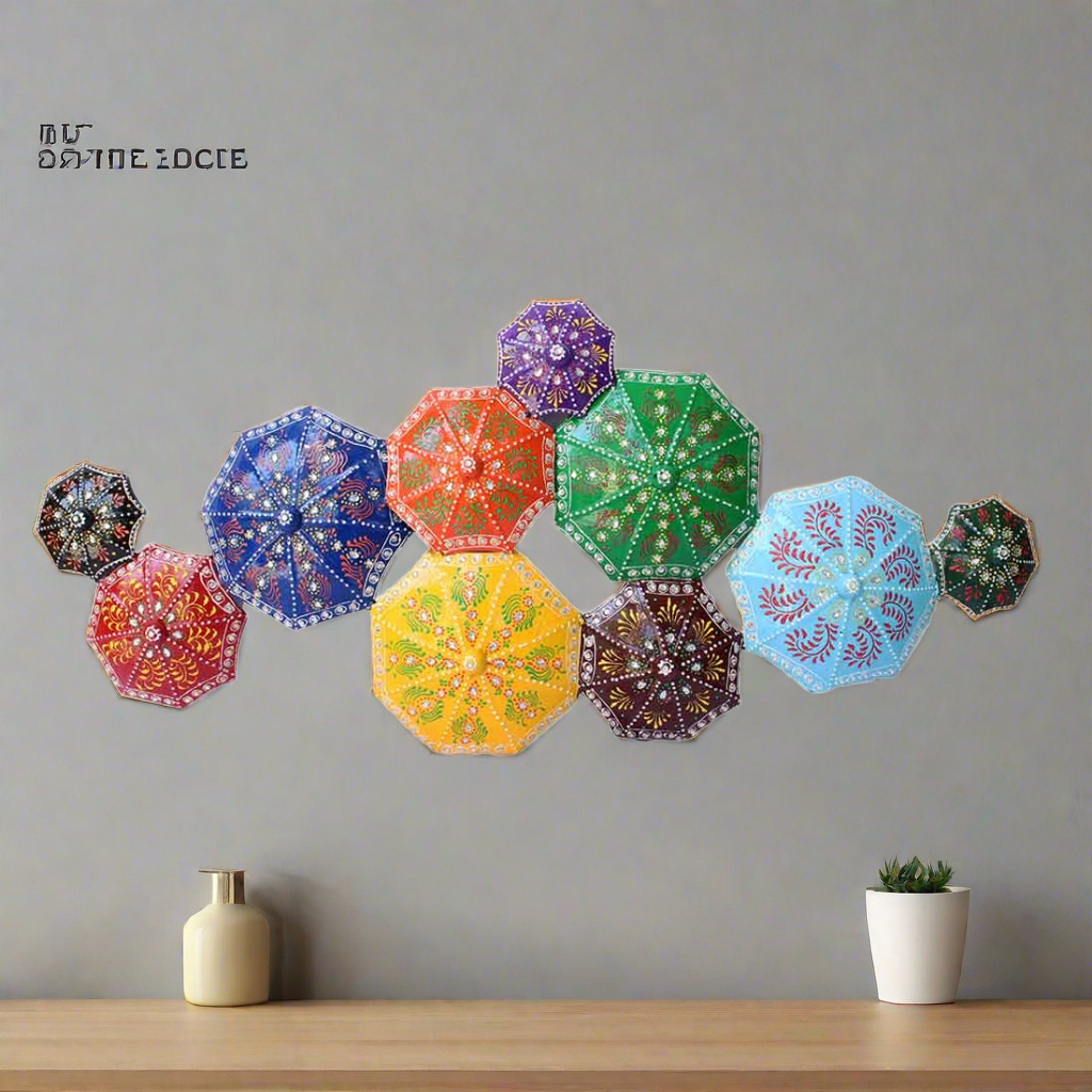 Wall Mount Hanging Umbrella Design| Big Metal Wall Showpiece Hangings Decor - For Home, Living Room, Bedroom, Hall, Entrance, Balcony Decoration & Gift - 57 Inch - 5