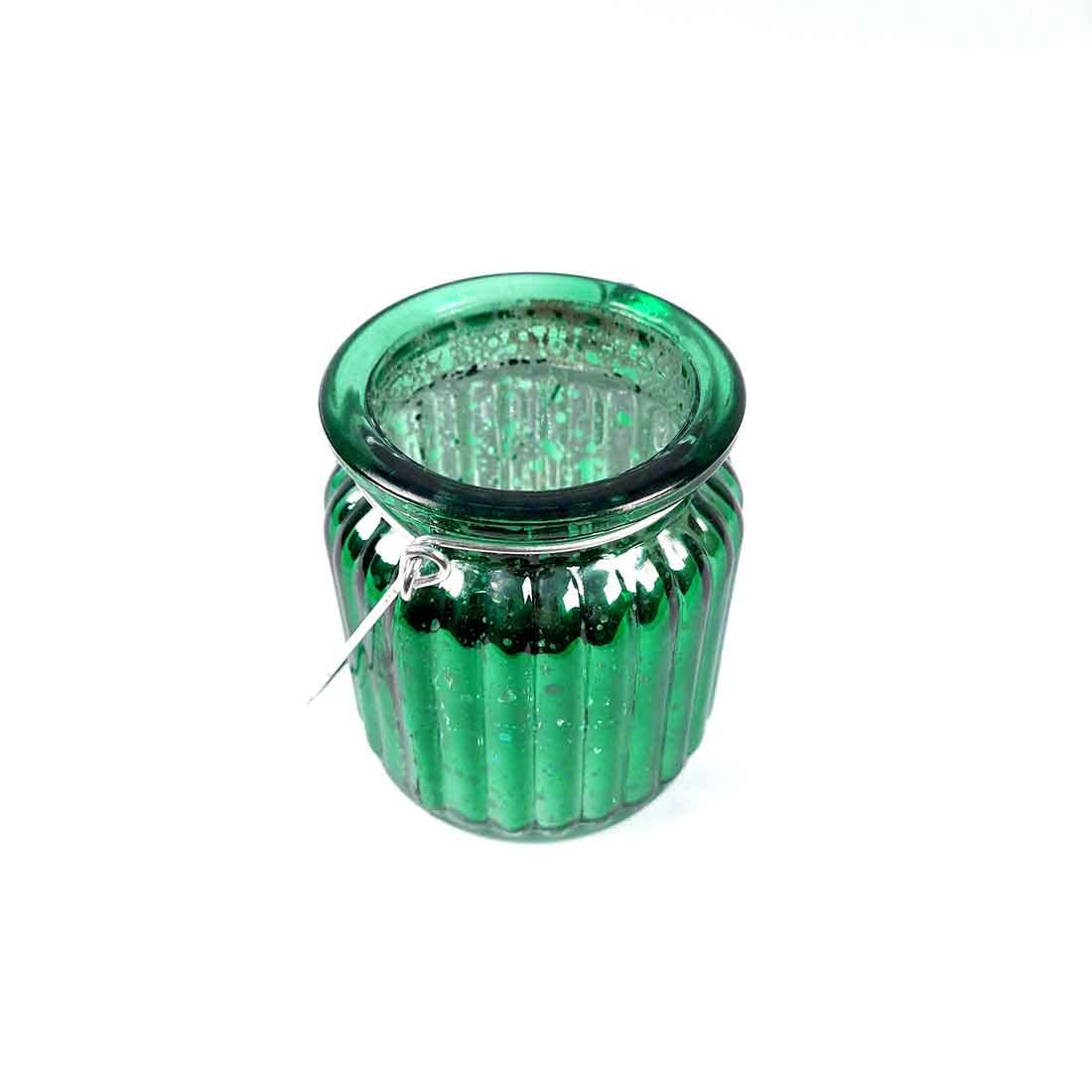 Handcrafted Glass Tealight Candle Holder for Table Décor & Gifts | Diwali, Festive Decoration - 8 Inch - Apkamart