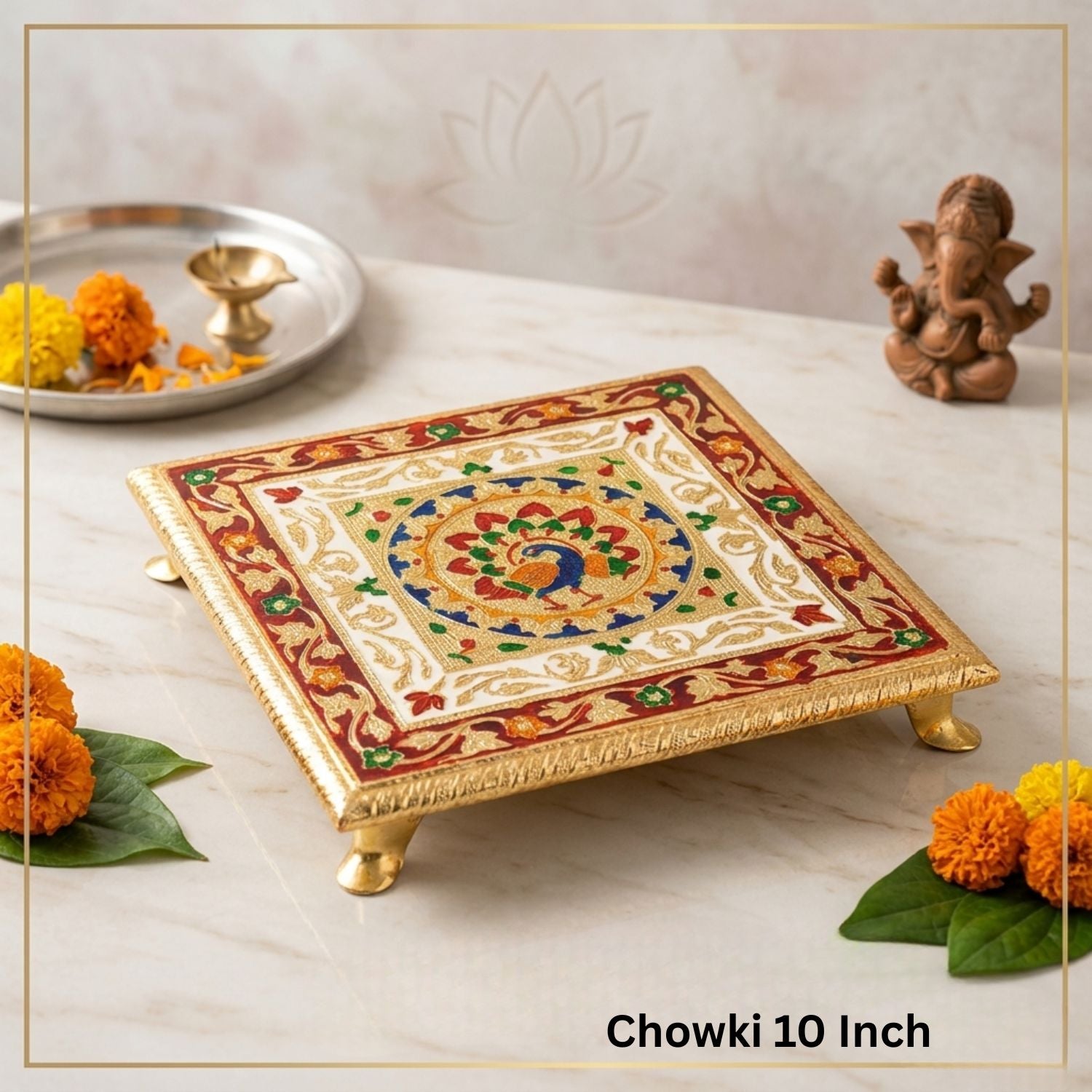 Minakari Puja Chowki Set 6,8,10,12 Inch | Pack of 4