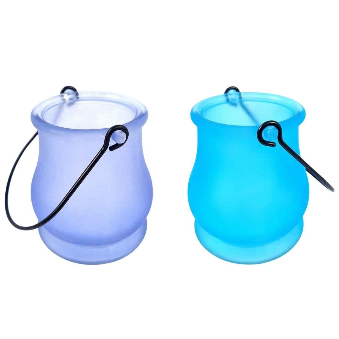 Handcrafted Glass Tealight Candle Holder Plan for Table Decor & Gifts | Diwali, Festive Decoration - 8 Inch (Set Of 2) - Apkamart