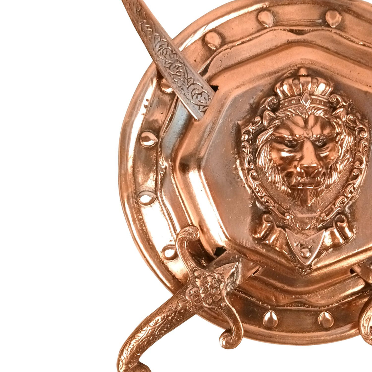 Round Lion Face Dhal Talwar Sword & Shield Wall Decor – 13 Inch