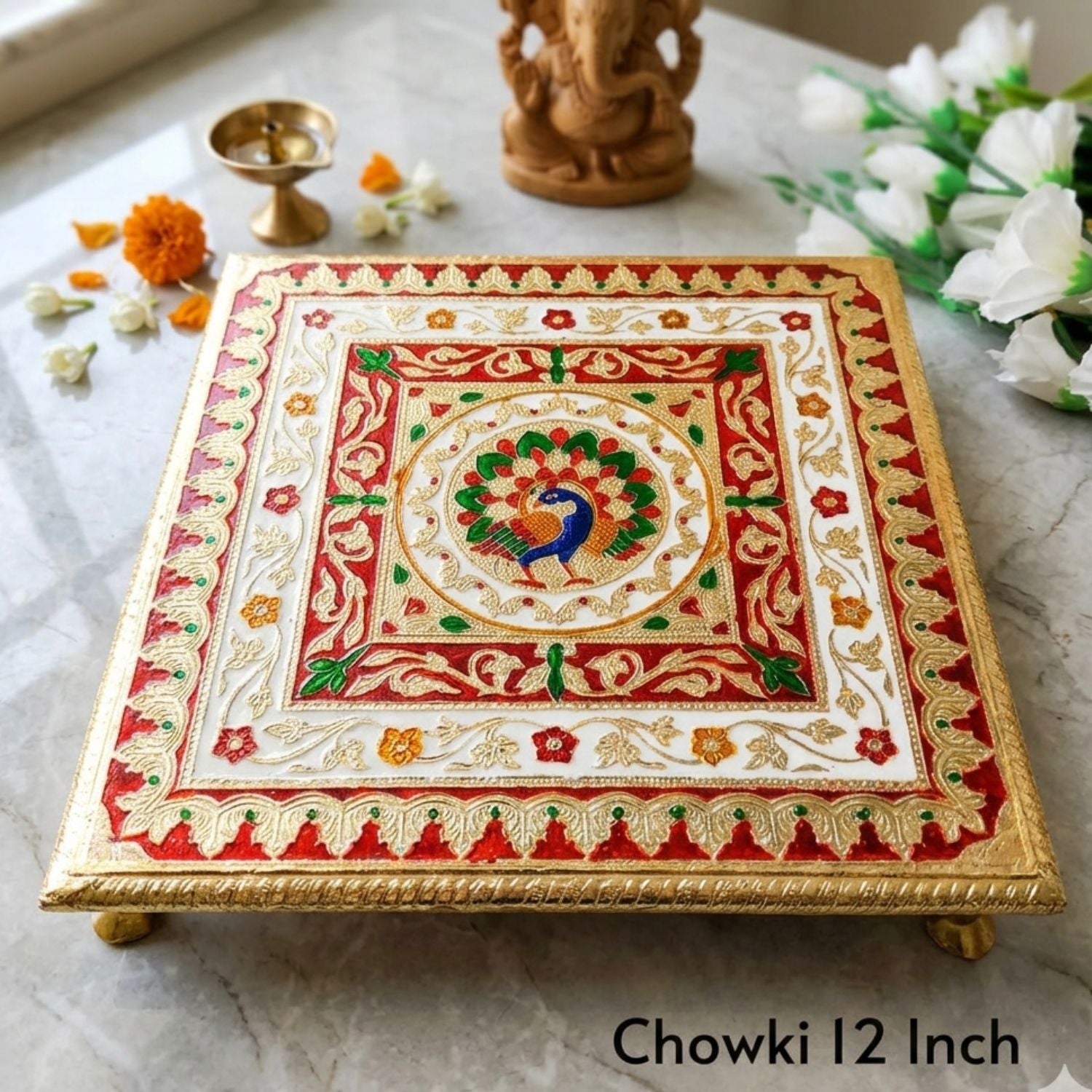 Minakari Puja Chowki Set 6,8,10,12 Inch | Pack of 4