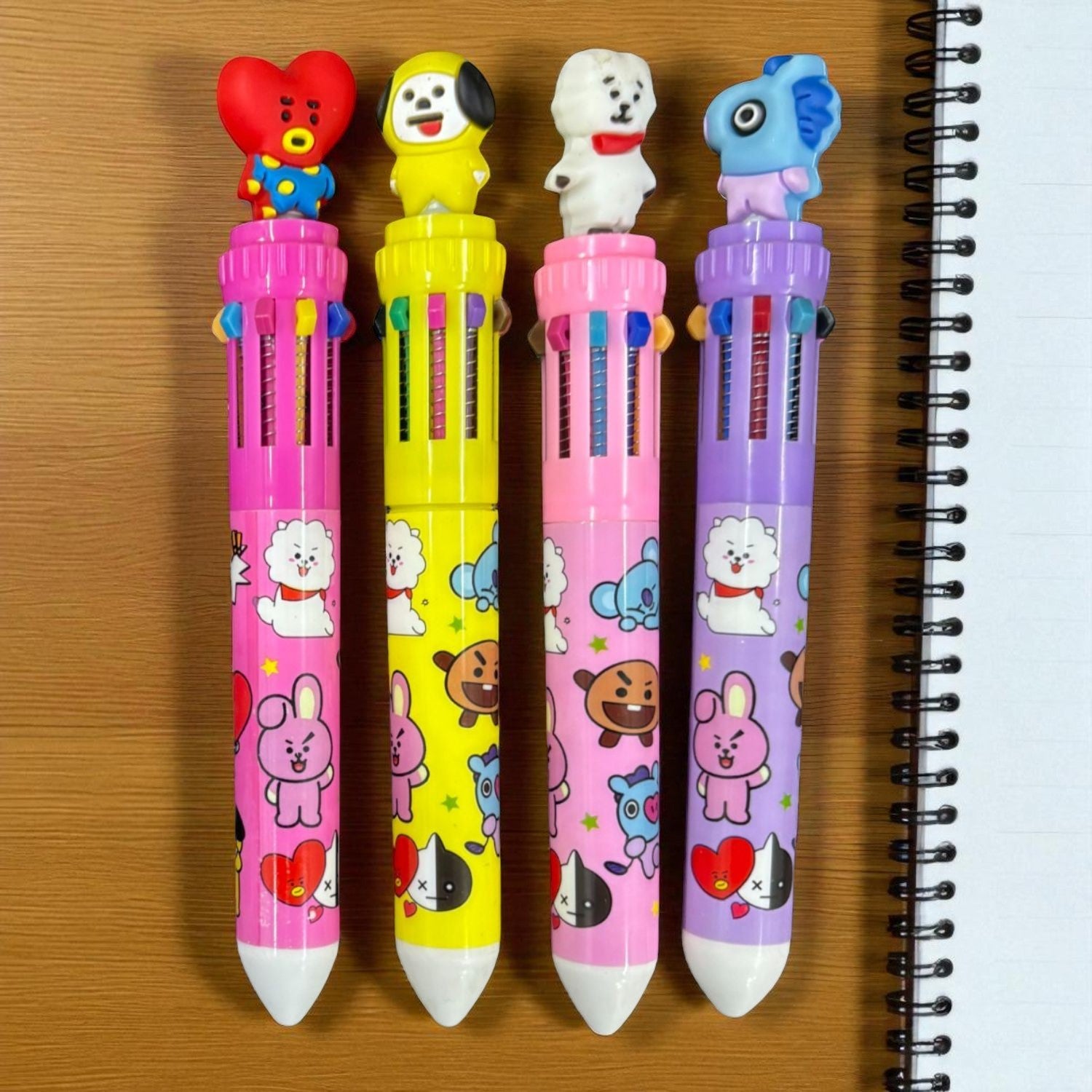 Cool & Stylish 10-in-1 Multi Color Ballpoint pen - for Kids | Animal & Heart design on top |design ballpoint pen, creative pen | Best for Gift & Return Gift - Pack of 2 - Apkamart #Style_Pack Of 4