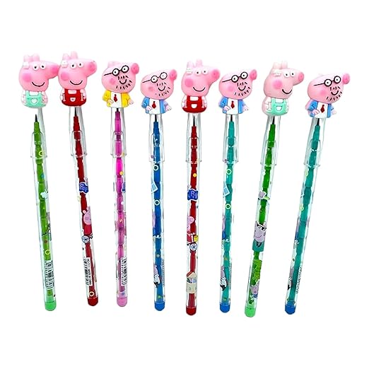 Lead Pencil for Kids | Multicolor Cartoon Pig | Drawing, Sketching & Return Gifts-Pack of 2 - Apkamart #Style_Pack Of 8