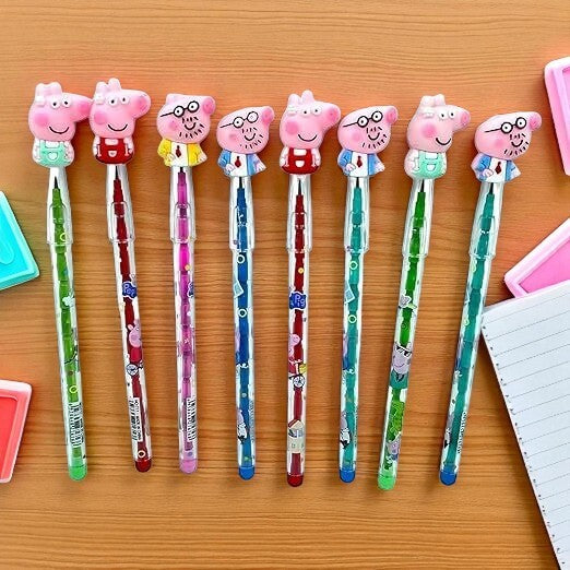 Lead Pencil for Kids | Multicolor Cartoon Pig | Drawing, Sketching & Return Gifts-Pack of 2 - Apkamart #Style_Pack Of 8