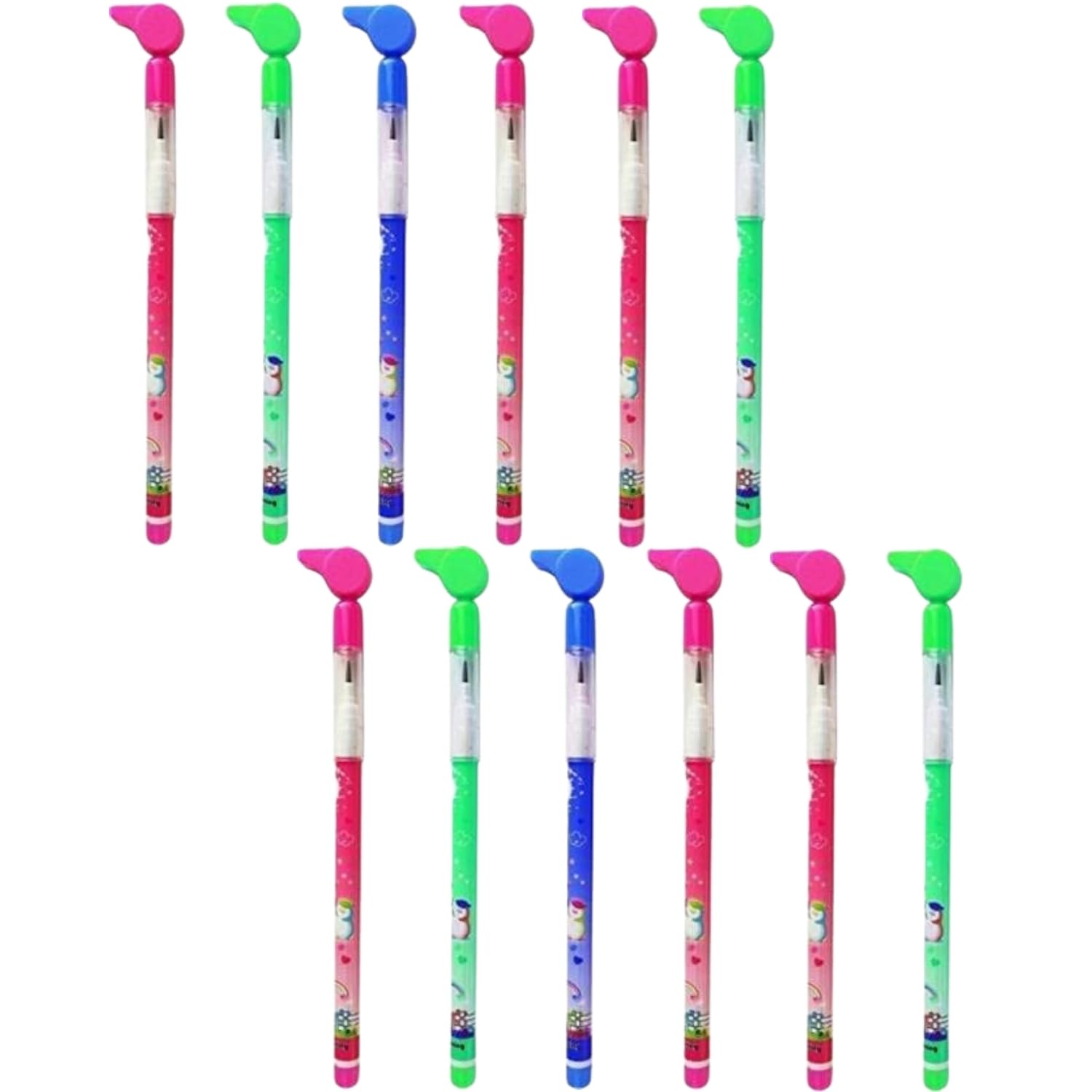 Lead Pencil with Playful whistle Pencil Topper - apkamart #Style_Pack of 12