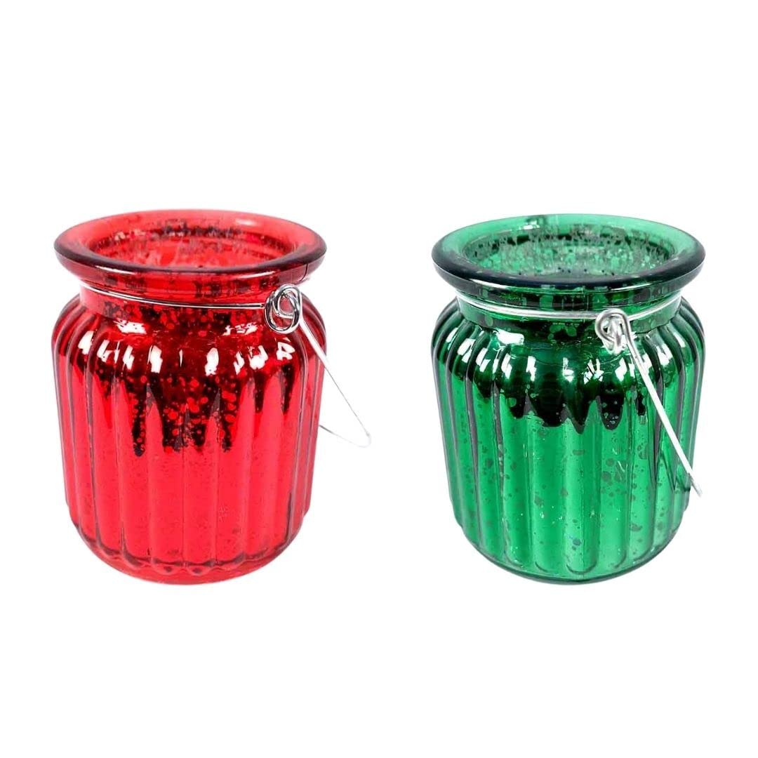 Handcrafted Glass Candle Holder for Table Décor & Gifts - 8 Inch (Set Of 2) - Apkamart