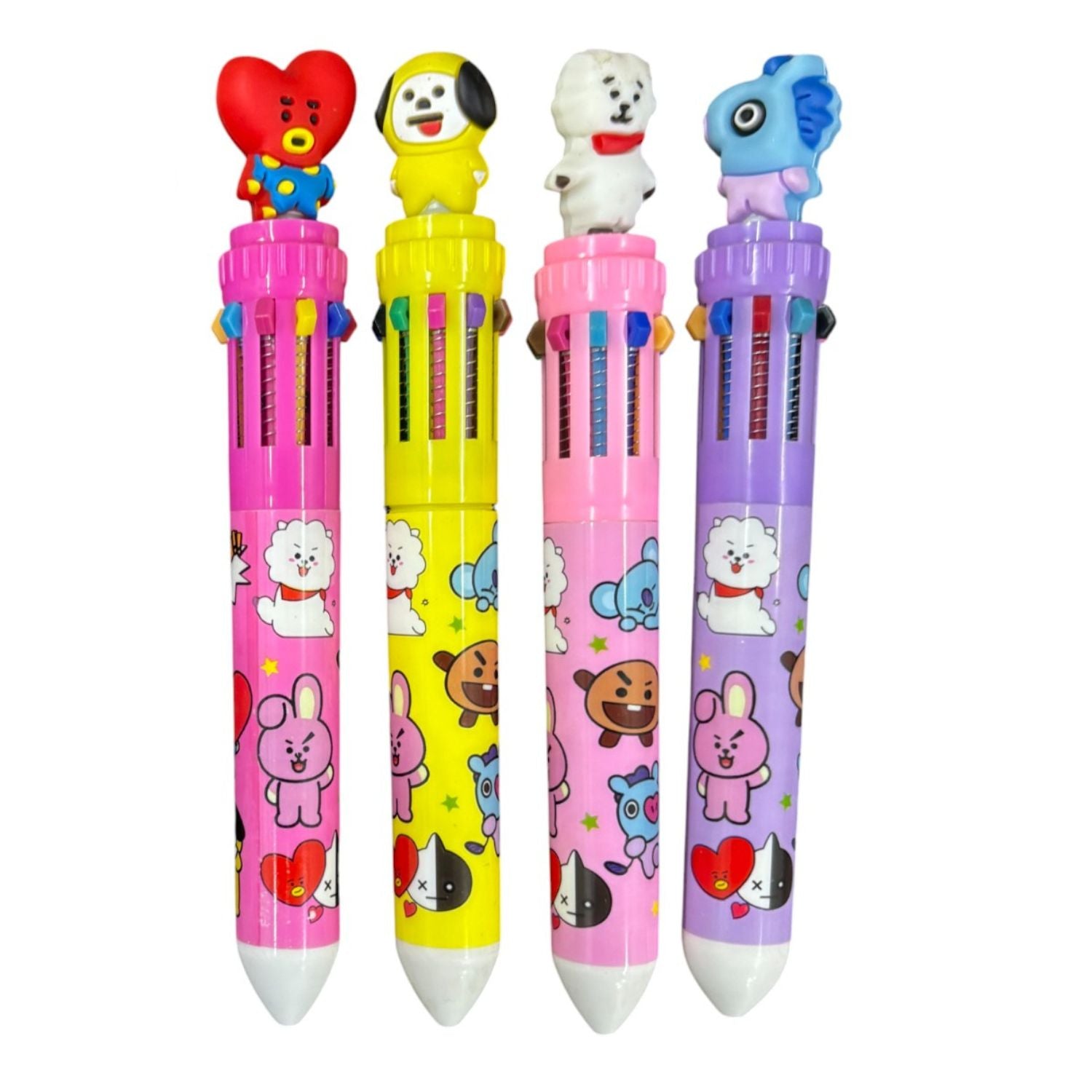 Cool & Stylish 10-in-1 Multi Color Ballpoint pen - for Kids | Animal & Heart design on top |design ballpoint pen, creative pen | Best for Gift & Return Gift - Pack of 2 - Apkamart #Style_Pack Of 4