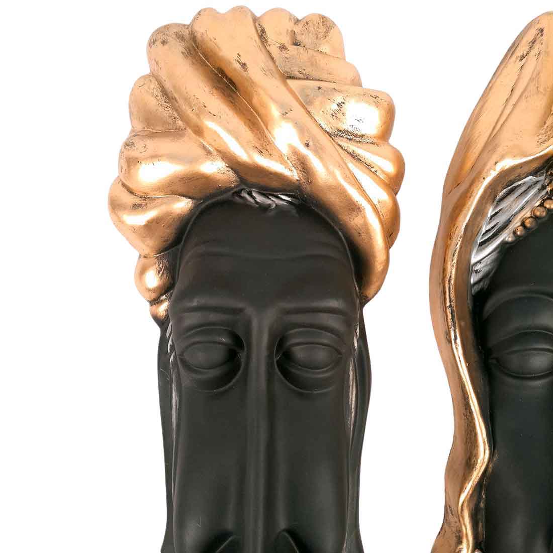 Traditional Man & Woman Face Wall Hanging - For Home, Wall Decor & Gifts - 23 Inch - Apkamart #Color_Black