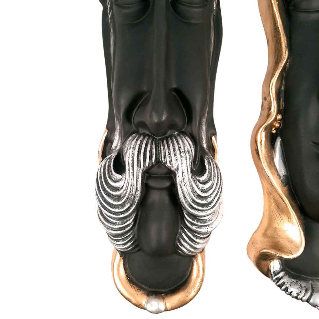 Traditional Man & Woman Face Wall Hanging - For Home, Wall Decor & Gifts - 23 Inch - Apkamart #Color_Black