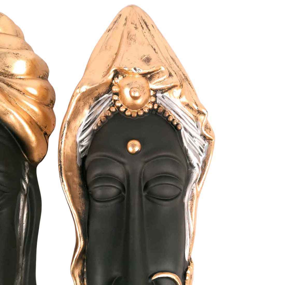 Traditional Man & Woman Face Wall Hanging - For Home, Wall Decor & Gifts - 23 Inch - Apkamart #Color_Black