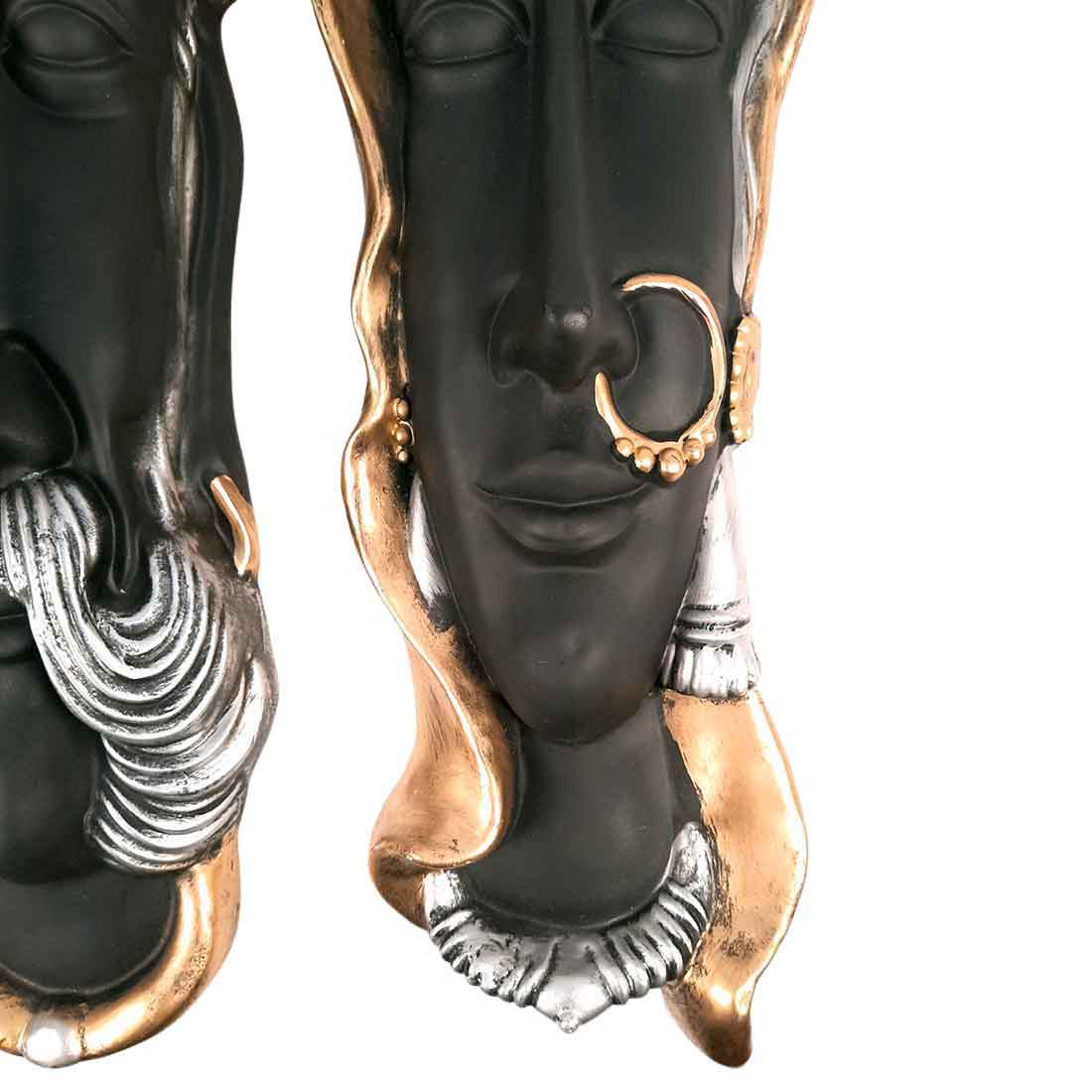 Traditional Man & Woman Face Wall Hanging - For Home, Wall Decor & Gifts - 23 Inch - Apkamart #Color_Black