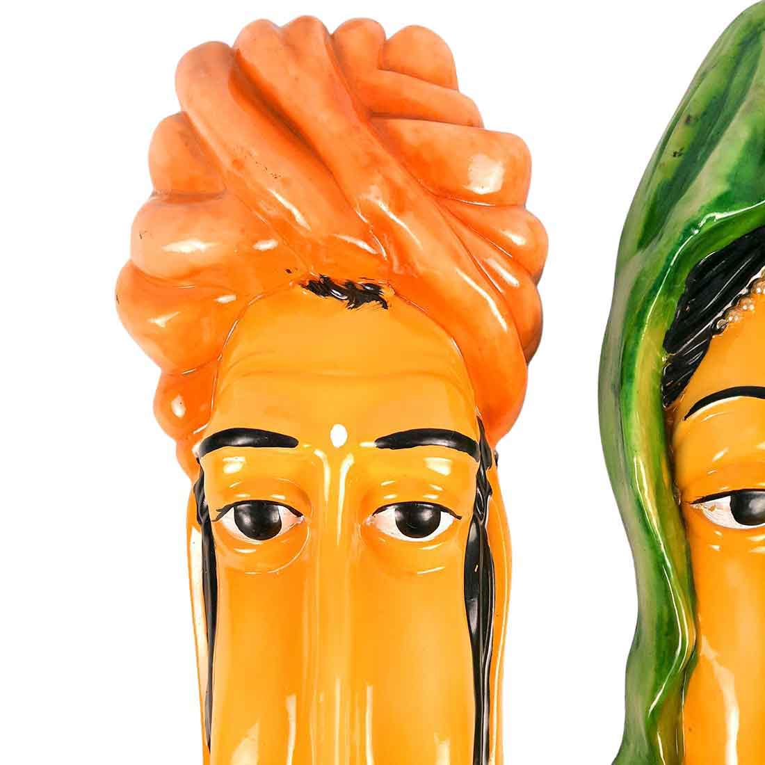Traditional Man & Woman Face Wall Hanging - For Home, Wall Decor & Gifts - 23 Inch - Apkamart #Color_multicolor