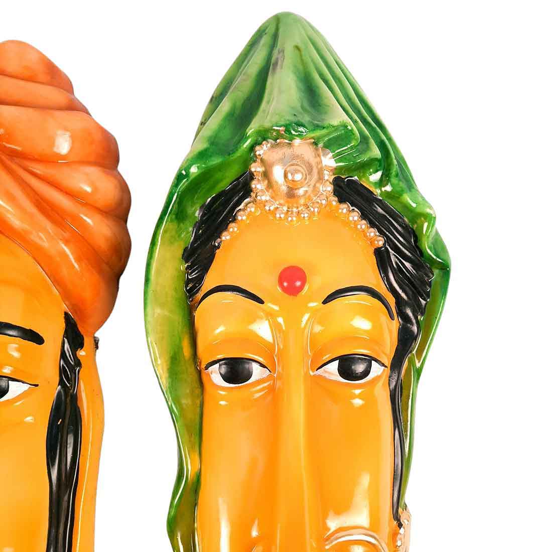 Traditional Man & Woman Face Wall Hanging - For Home, Wall Decor & Gifts - 23 Inch - Apkamart #Color_multicolor