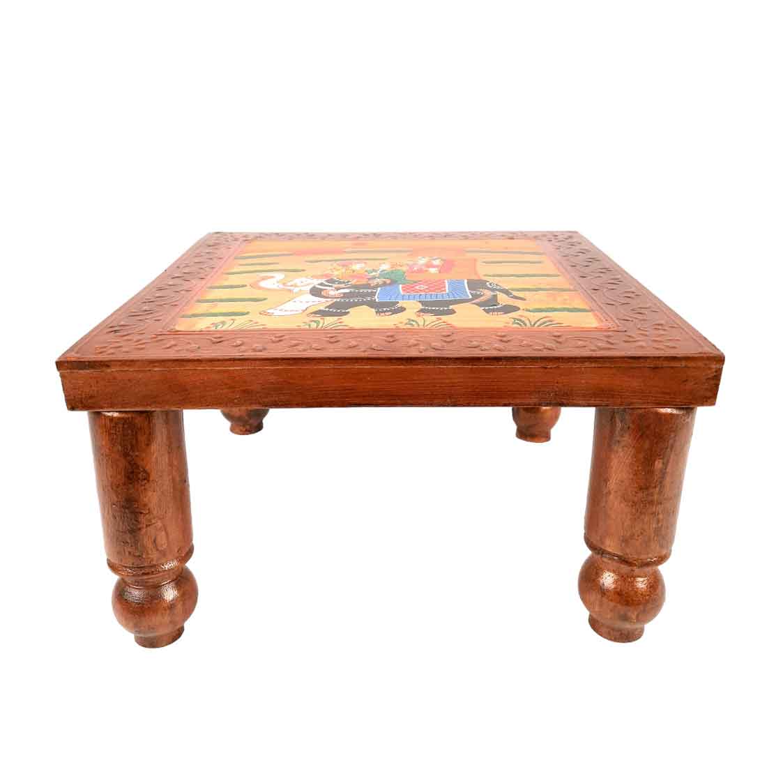 Wooden Bajot | Chowki Table - For Home Decor & Sitting - 12 Inch - Apkamart #Style_Pack of 1