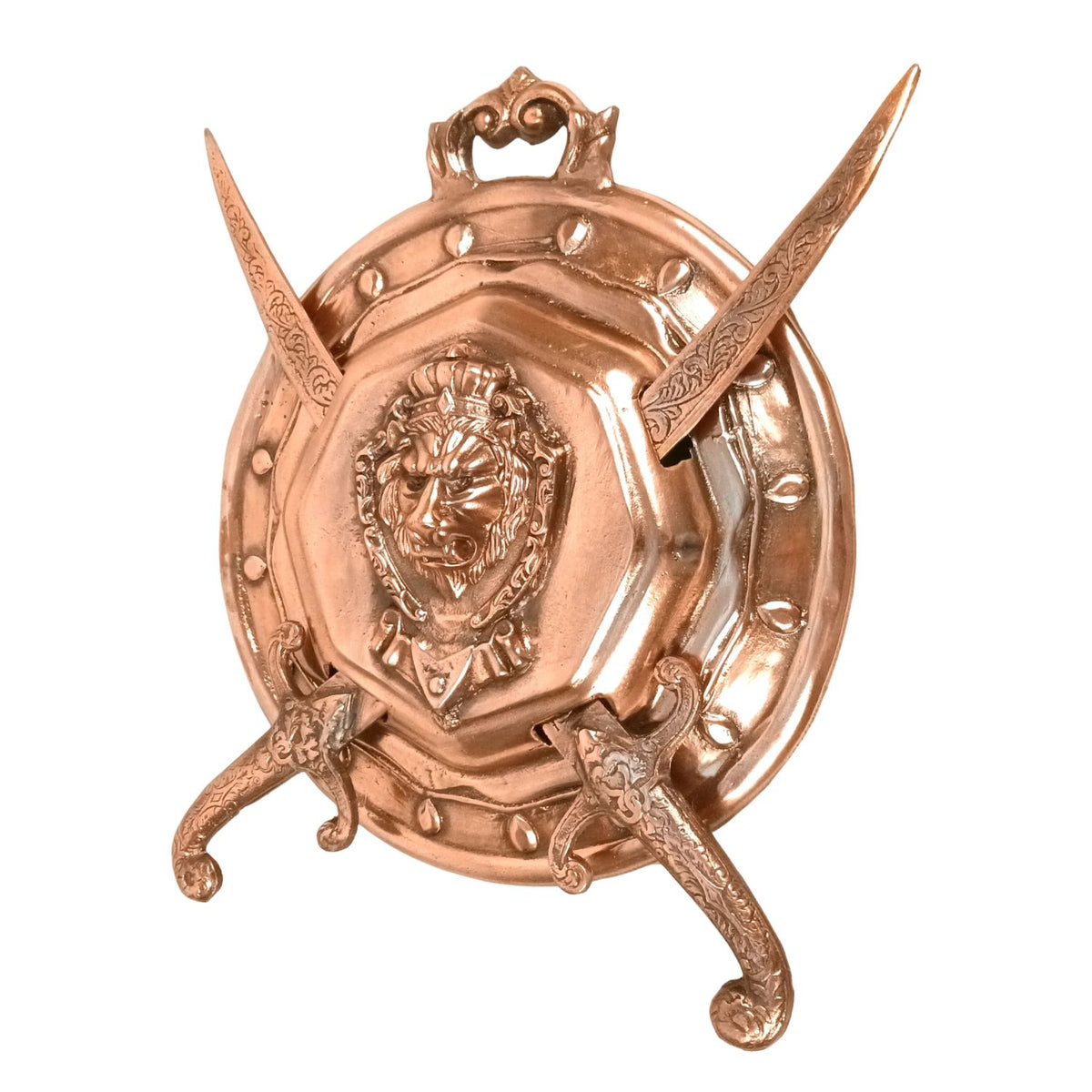 Round Lion Face Dhal Talwar Sword & Shield Wall Decor – 13 Inch