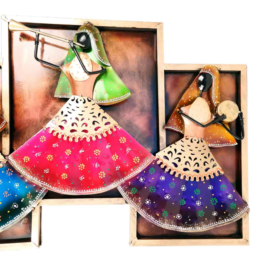 Musicians Wall hanging - Women Playing Musical Instruments Design | Metal Wall Decor - For Living Room, Wall & Home Decor & Gifts - 25 Inches - Apkamart
