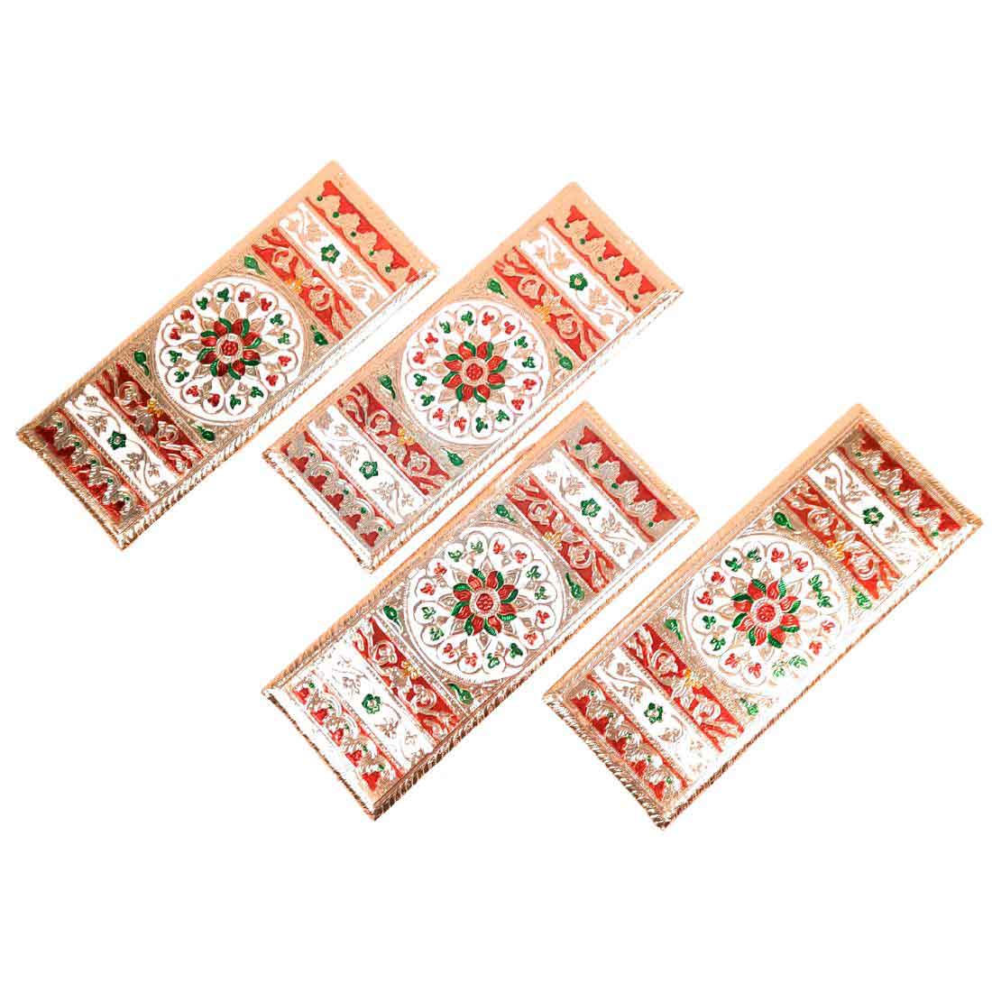 Pooja Chowki Bajot | Minakari Patla Set - For Pooja, Weddings & Festivals - 12 Inch - Apkamart #style_Pack of 4