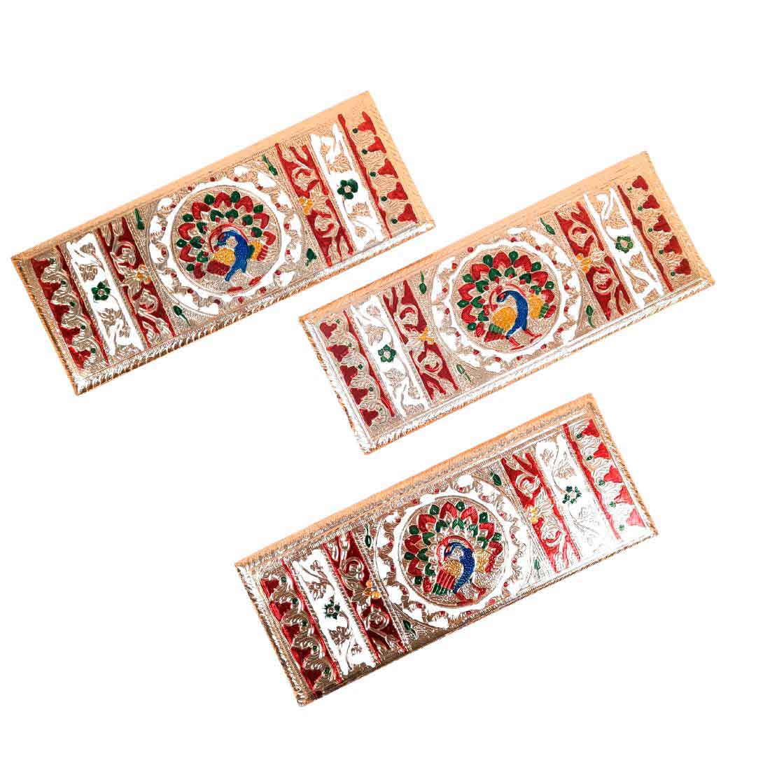 Pooja Chowki Bajot | Peacock Design Minakari Patla Set - Apkamart #Style_pack of 3