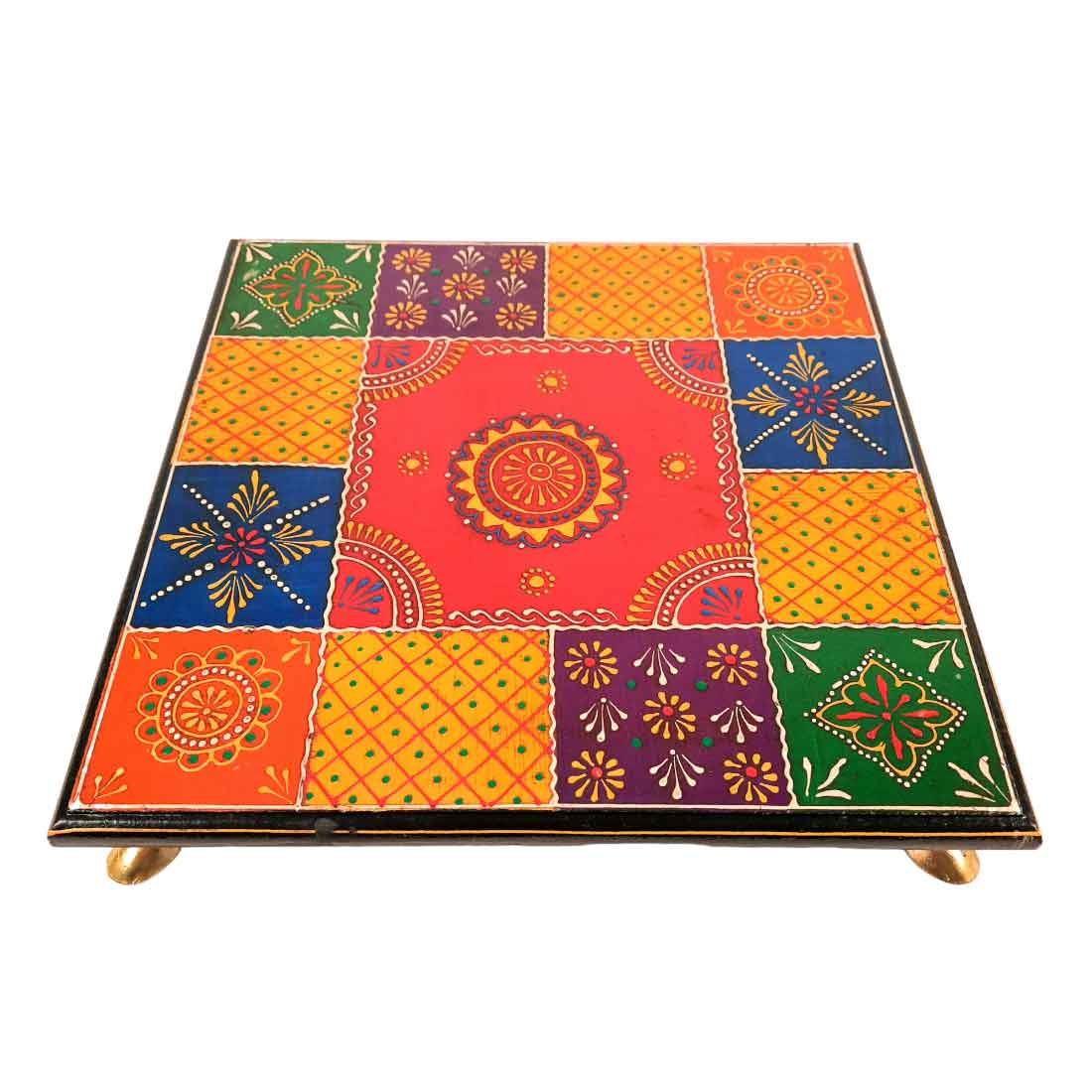 Puja Chowki Bajot | Wooden Chauki - For Pooja & Gifts - 8,10 & 12 Inch - Set of 3 - Apkamart #Style_Design 2