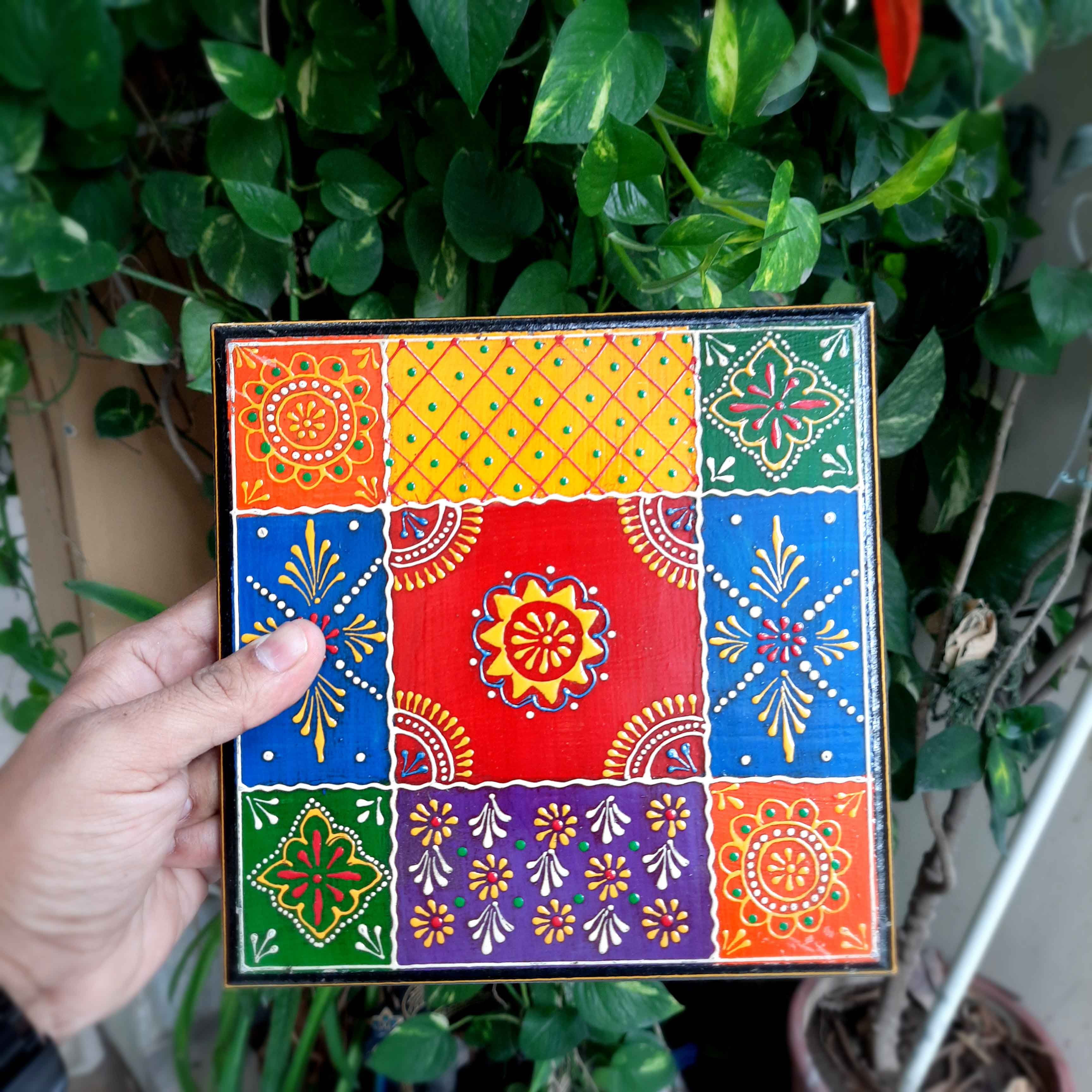 Puja Chowki Bajot | Wooden Chauki - For Pooja & Gifts - 8,10 & 12 Inch - Set of 3 - Apkamart #Style_Design 2