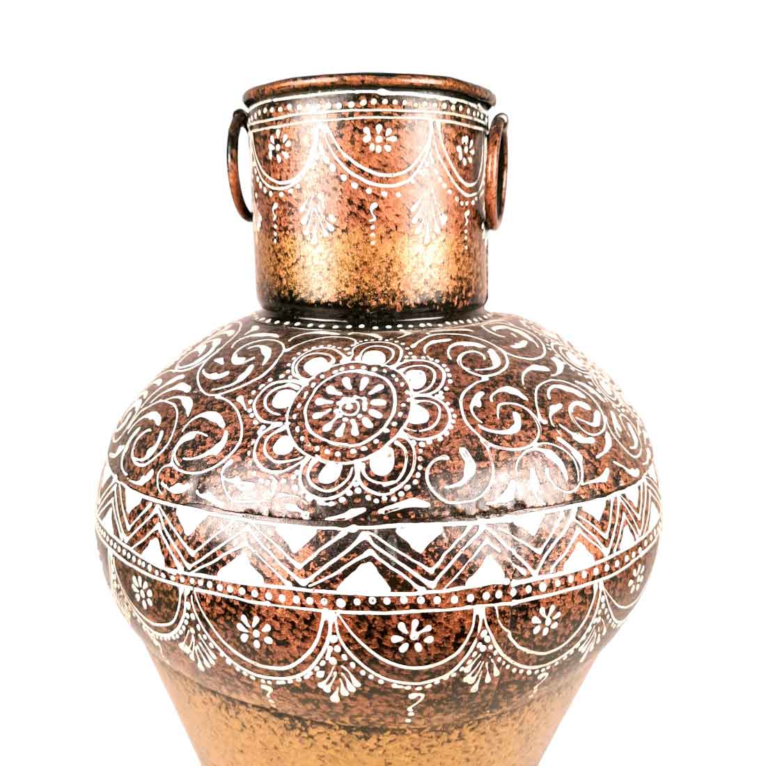 Big Flower Vase - Metal Vase for Corners - for Living Room, Home Decor & Entrance - 16 Inch - Apkamart