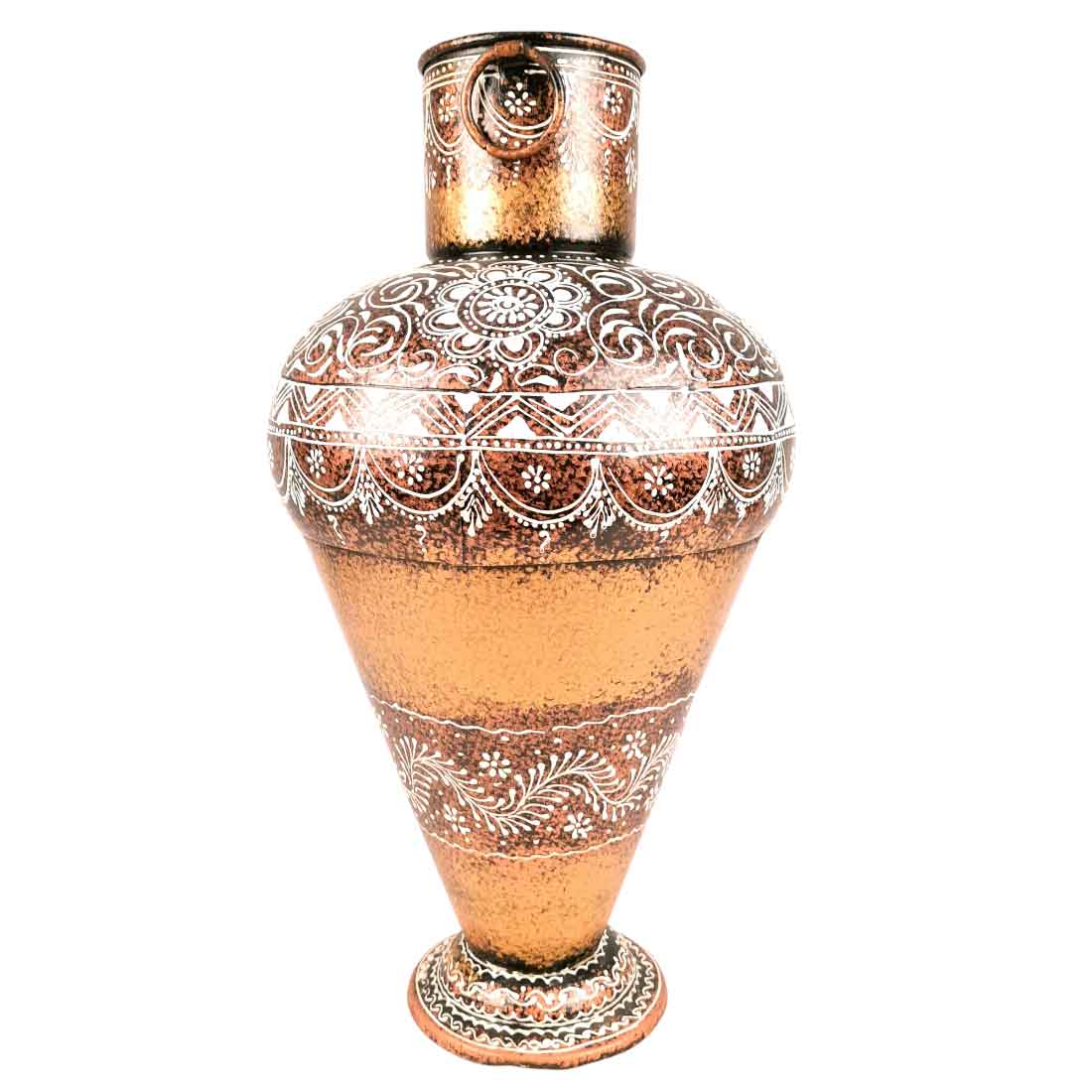 Big Flower Vase - Metal Vase for Corners - for Living Room, Home Decor & Entrance - 16 Inch - Apkamart