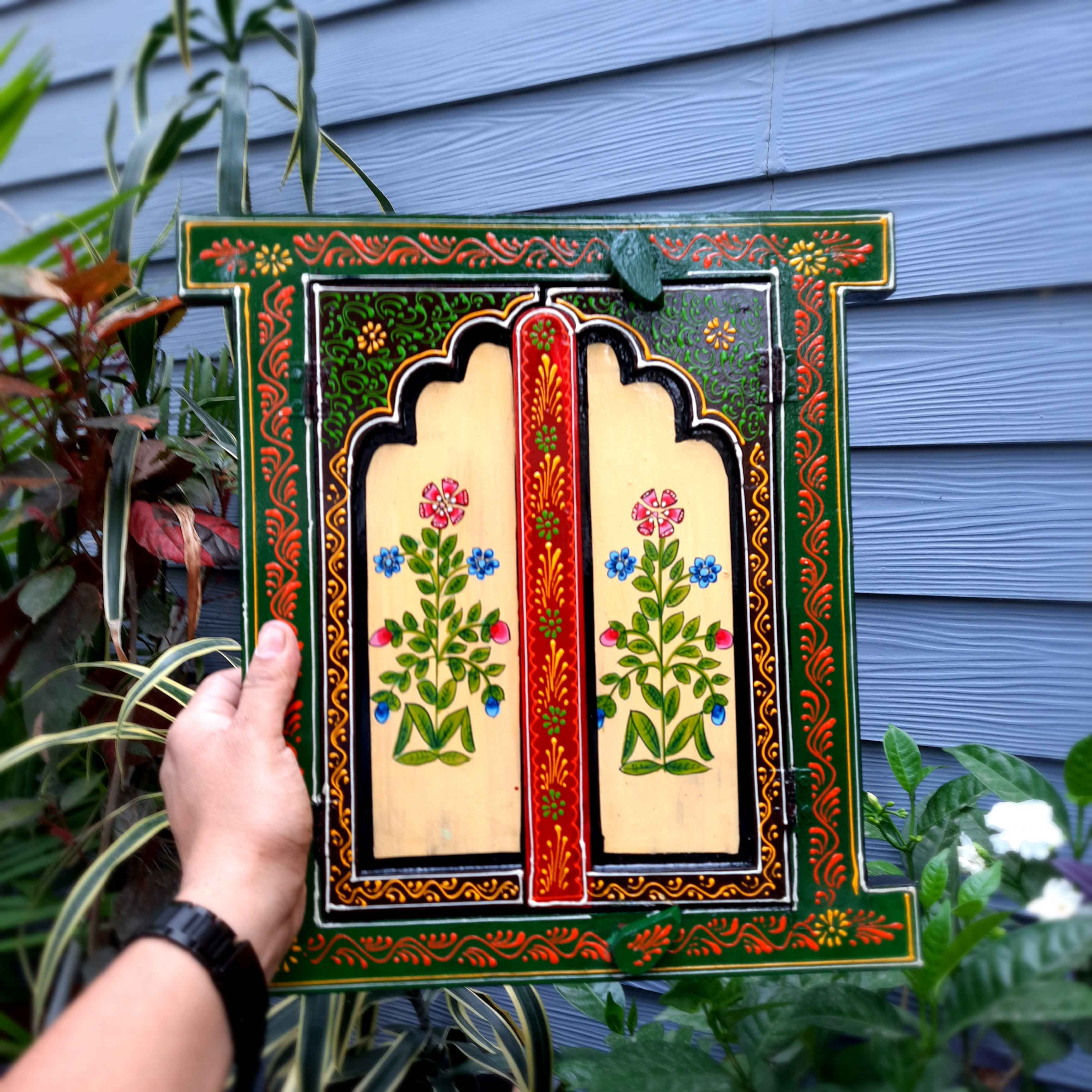 Wooden Window Jharokha Wall Decor - For Home Decor, Living Room & Gifts - 15 Inch - Apkamart